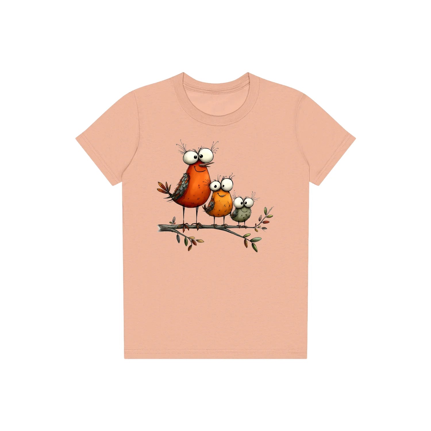 T-shirt Quirky Bird graphic 0026 - Peach