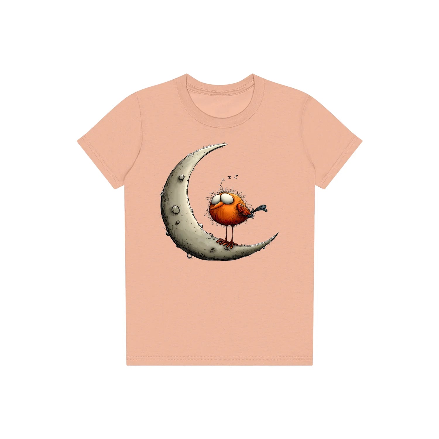 T-shirt Quirky Bird graphic 0028 - Peach