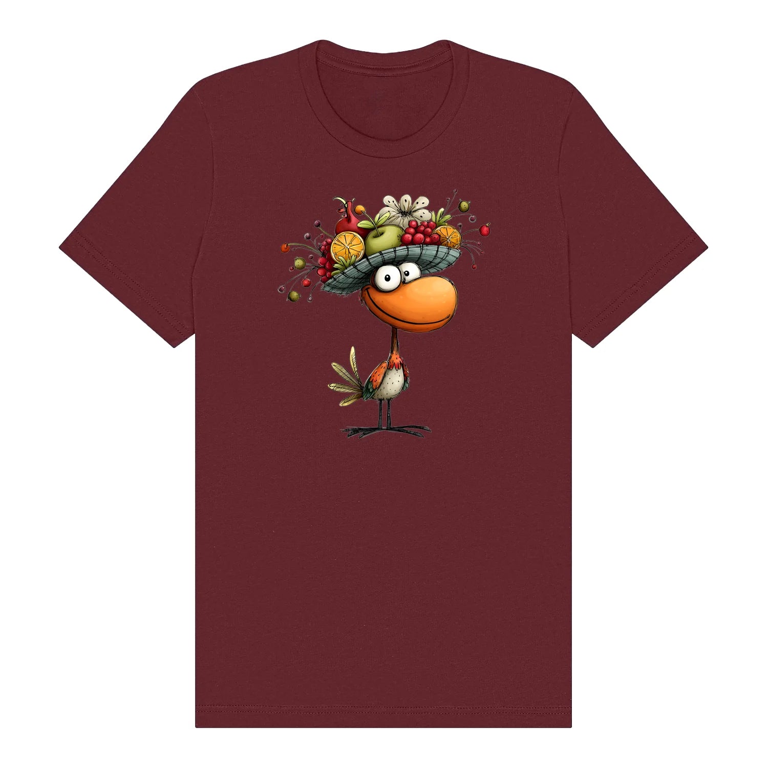 T-shirt Quirky Bird graphic 0032 - Maroon
