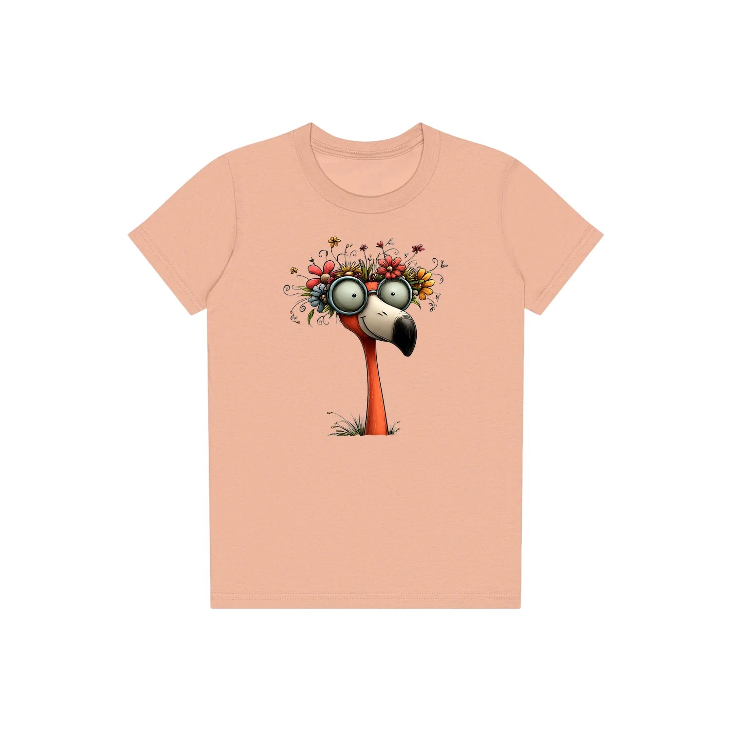 T-shirt Quirky Bird graphic 0033 - Peach