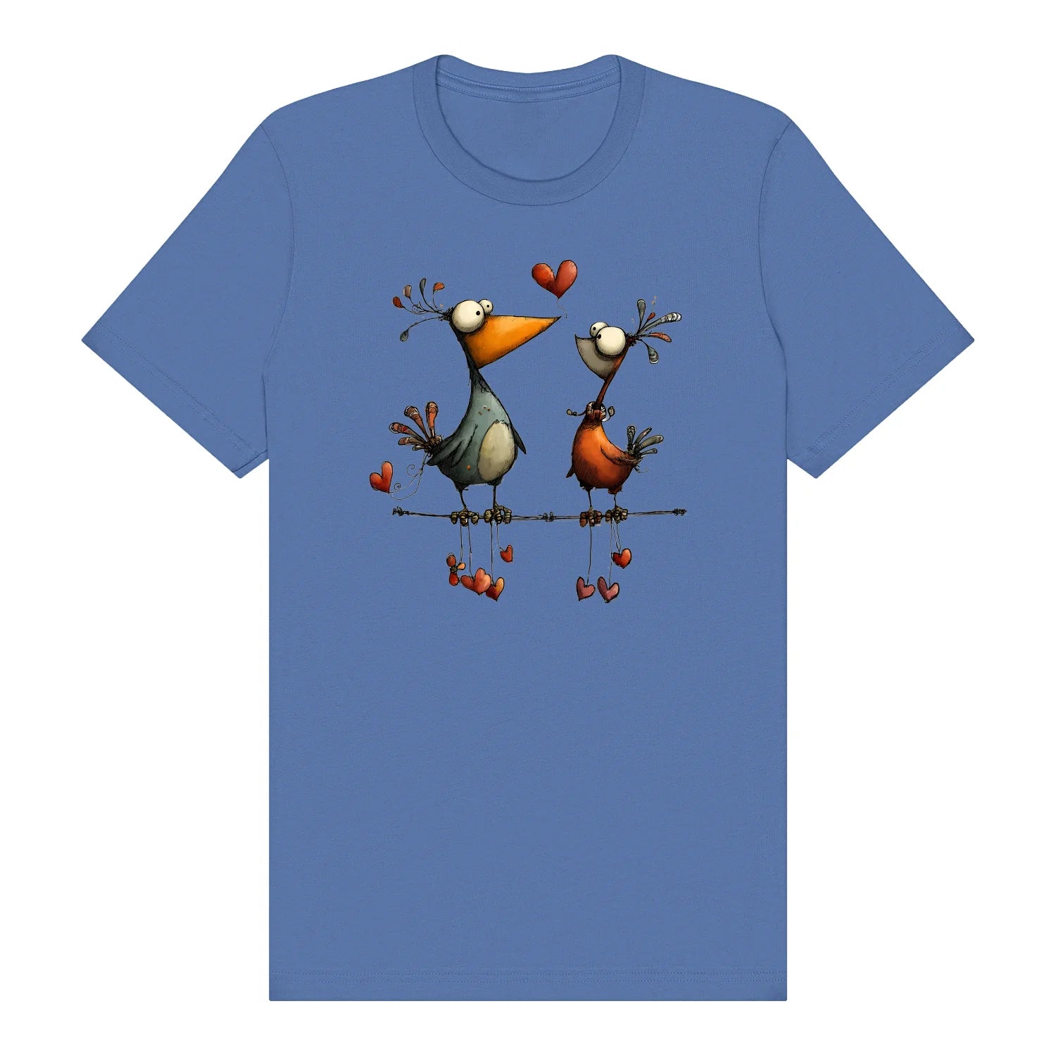 T-shirt Quirky Bird graphic 0034 - Columbia Blue