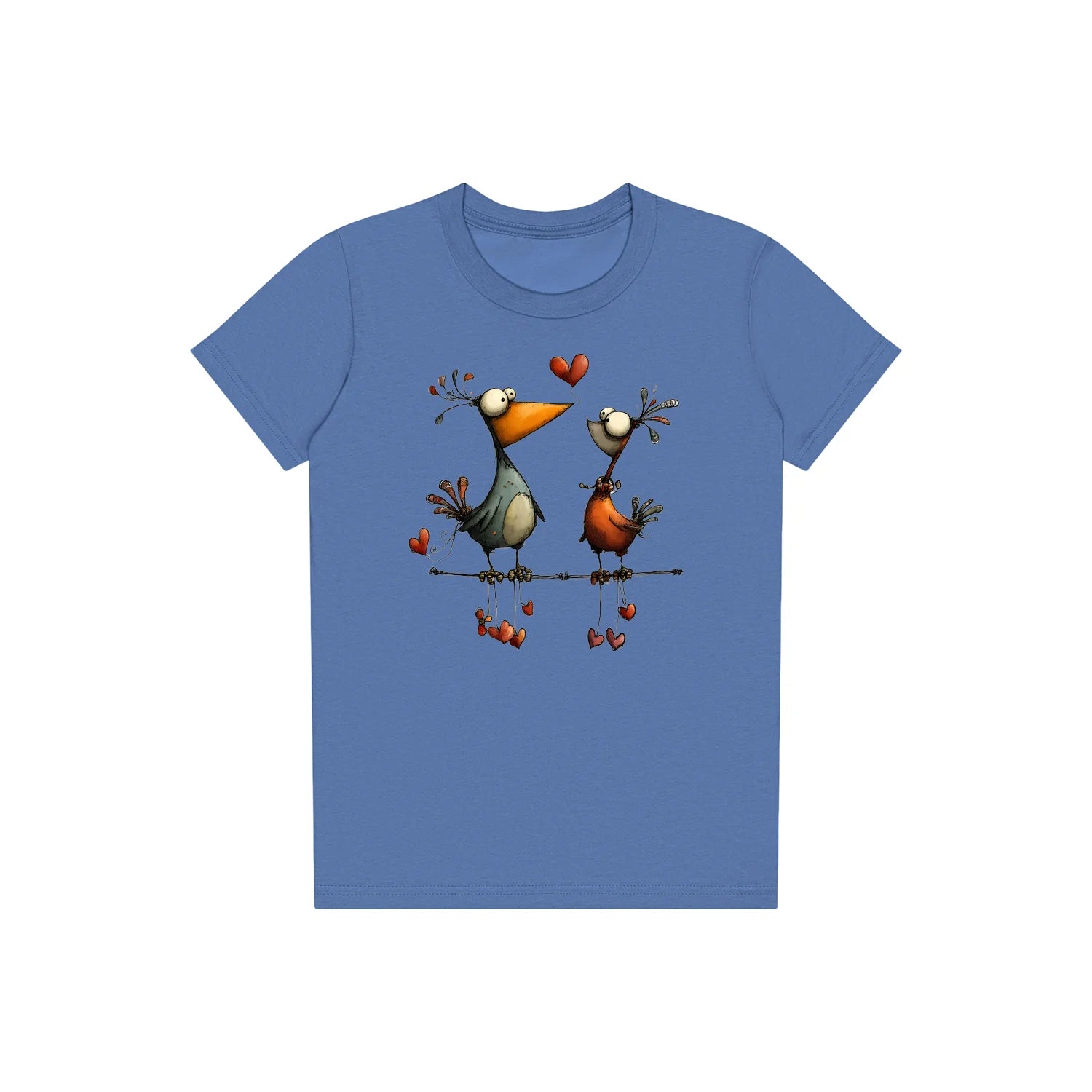 T-shirt Quirky Bird graphic 0034 - Columbia Blue