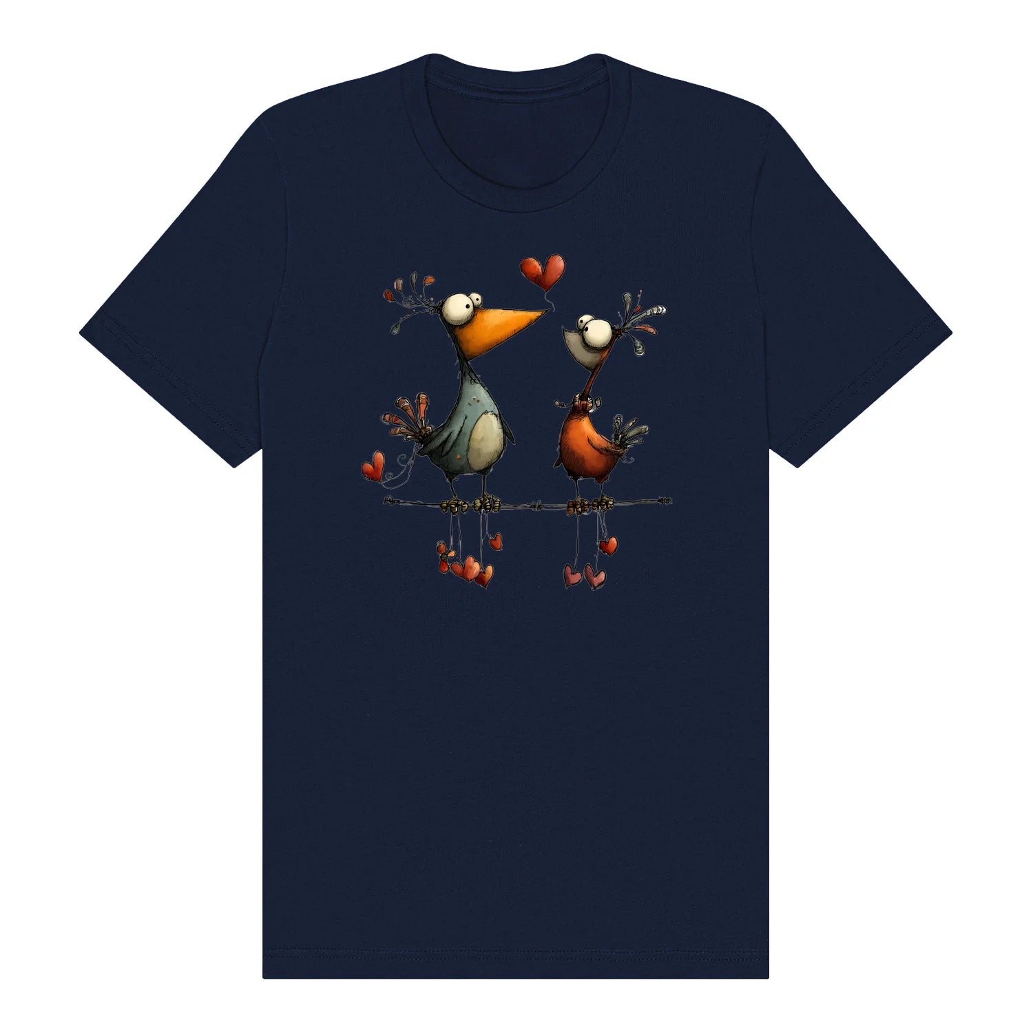 T-shirt Quirky Bird graphic 0034 - Navy
