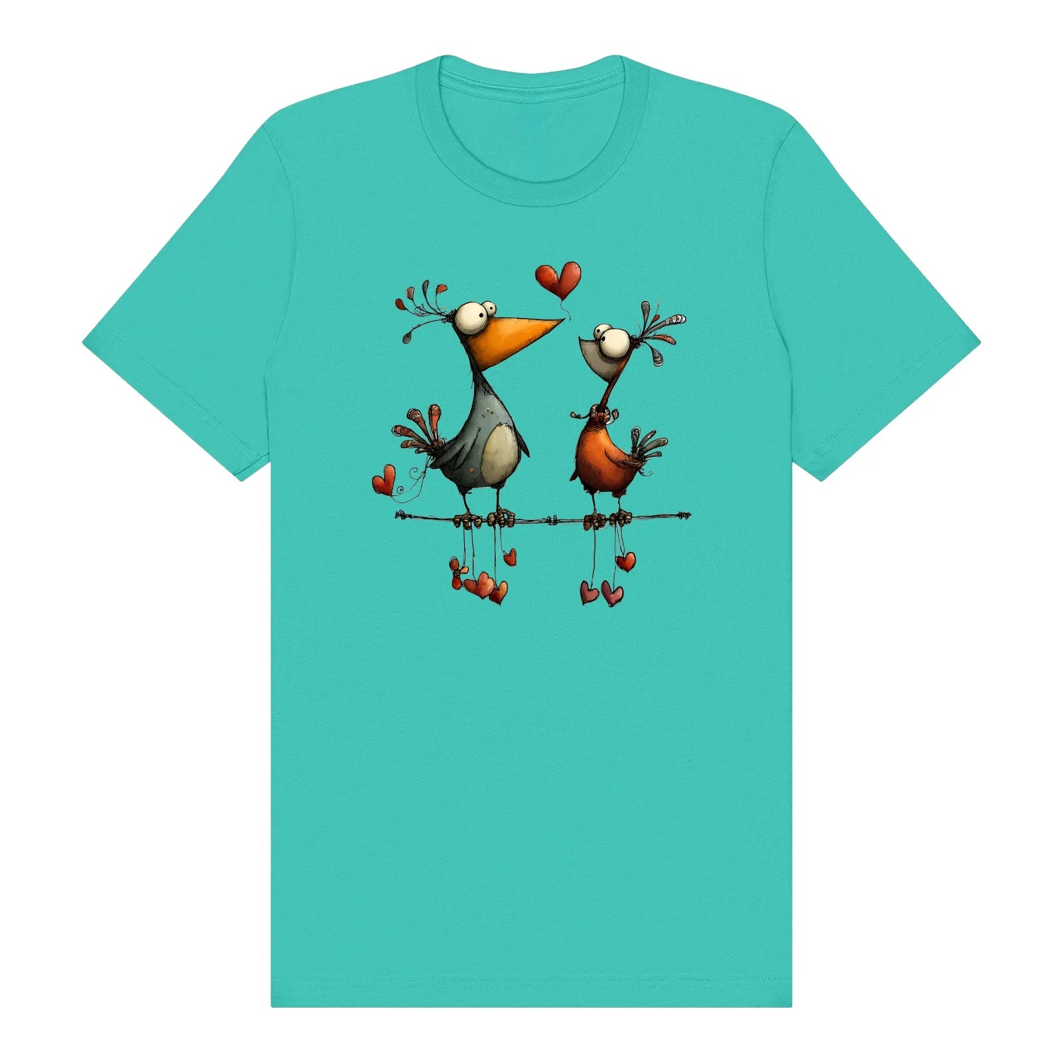 T-shirt Quirky Bird graphic 0034 - Teal