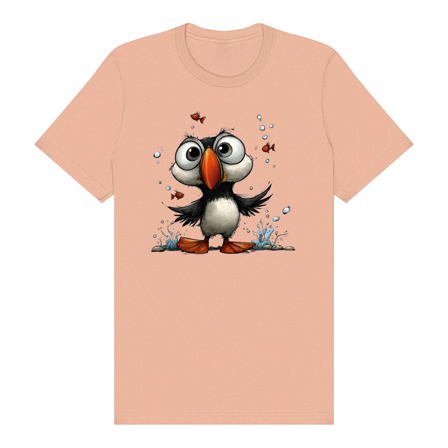 T-shirt Quirky Bird graphic 0036 - Peach