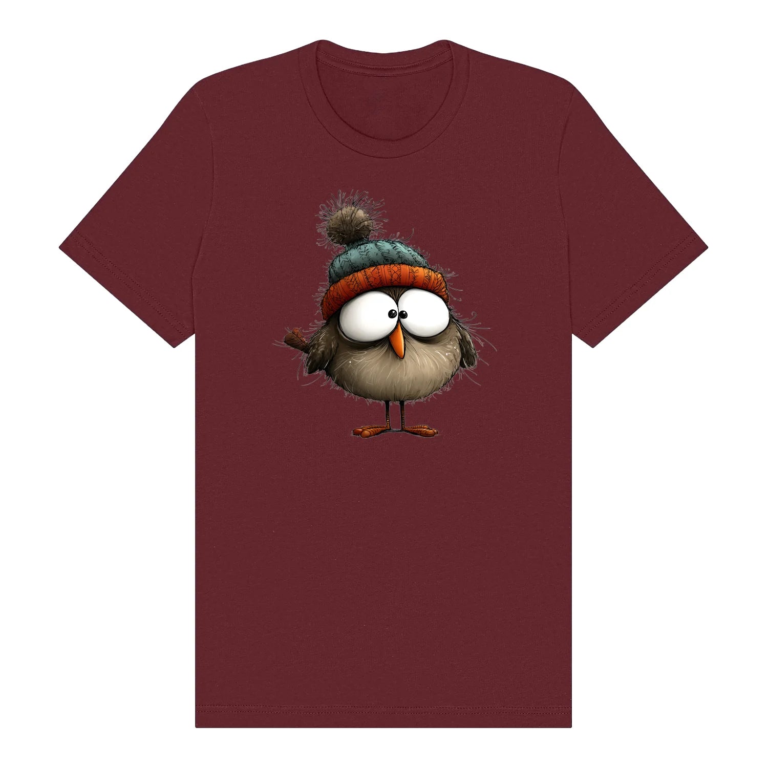T-shirt Quirky Bird graphic 0037 - Maroon