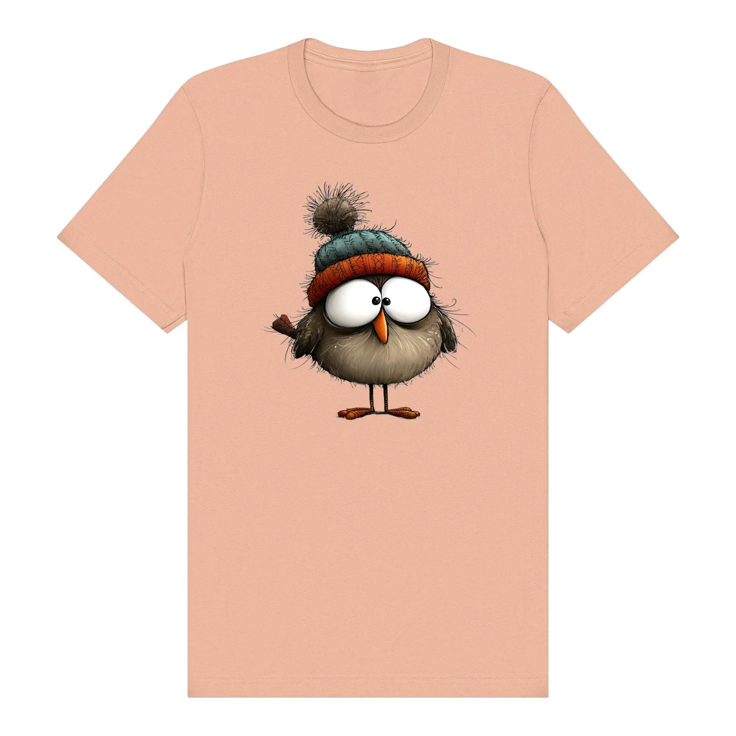 T-shirt Quirky Bird graphic 0037 - Peach