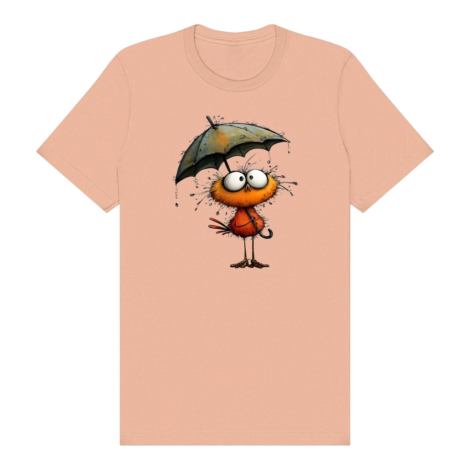 T-shirt Quirky Bird graphic 0038 - Peach