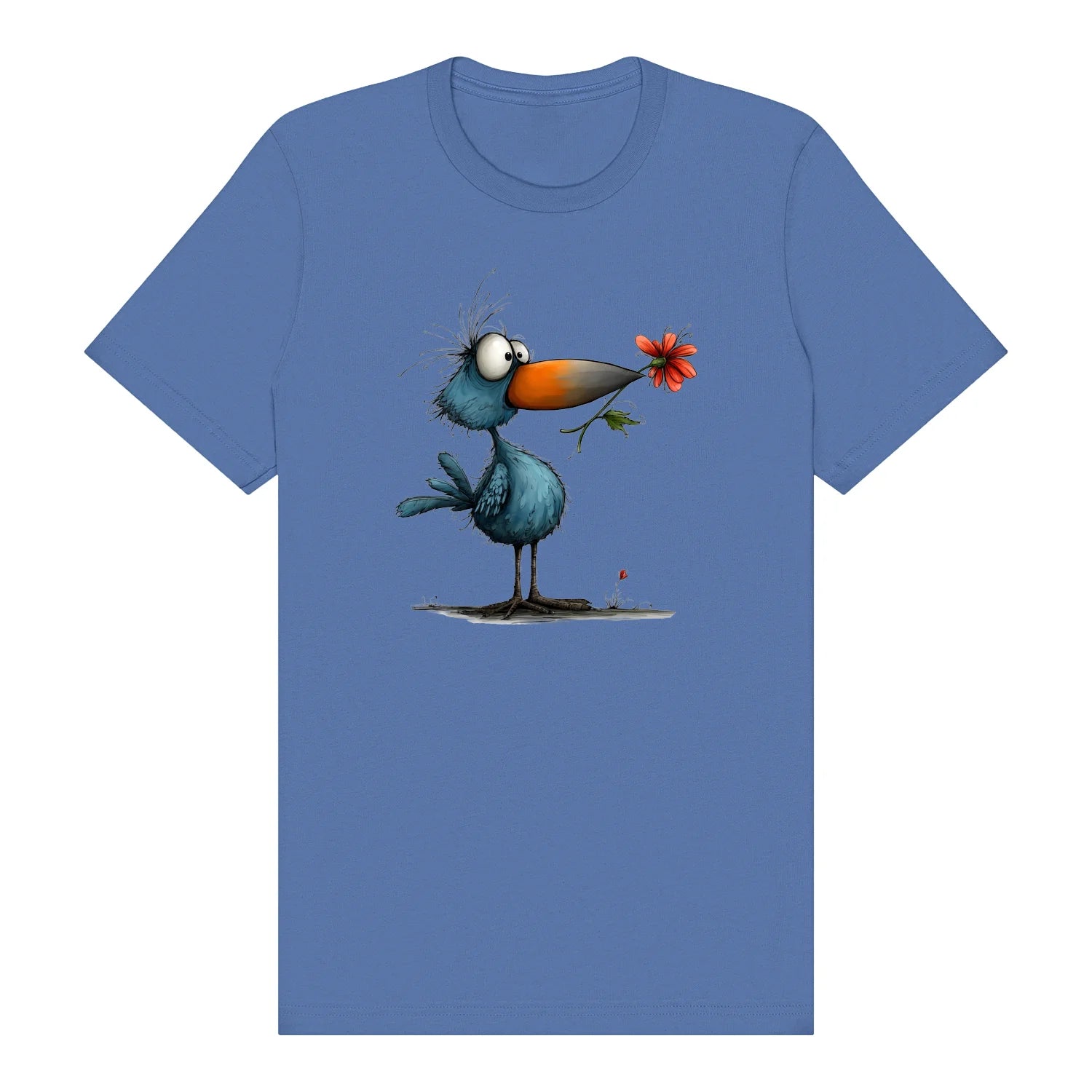 T-shirt Quirky Bird graphic 0039 - Columbia Blue