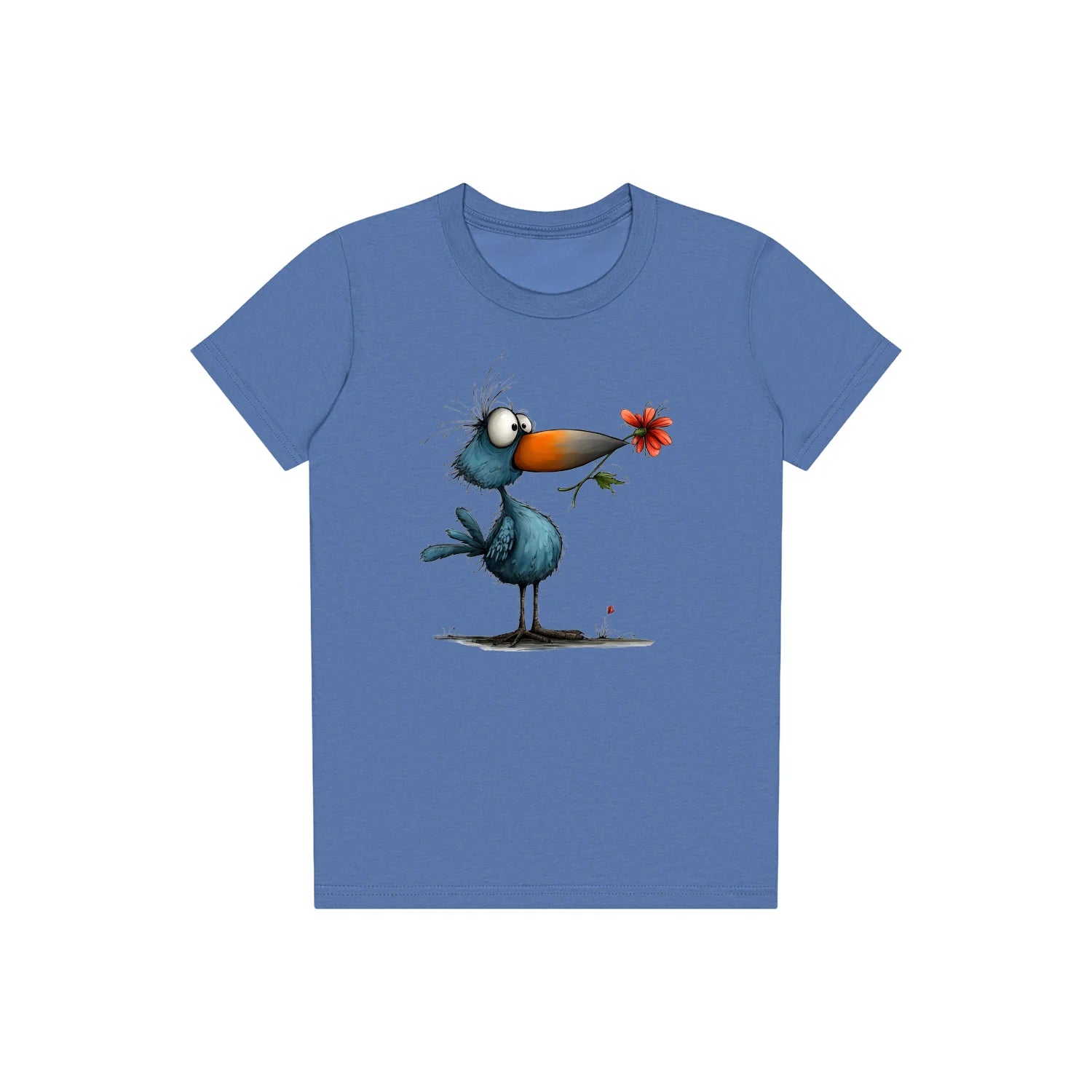 T-shirt Quirky Bird graphic 0039 - Columbia Blue