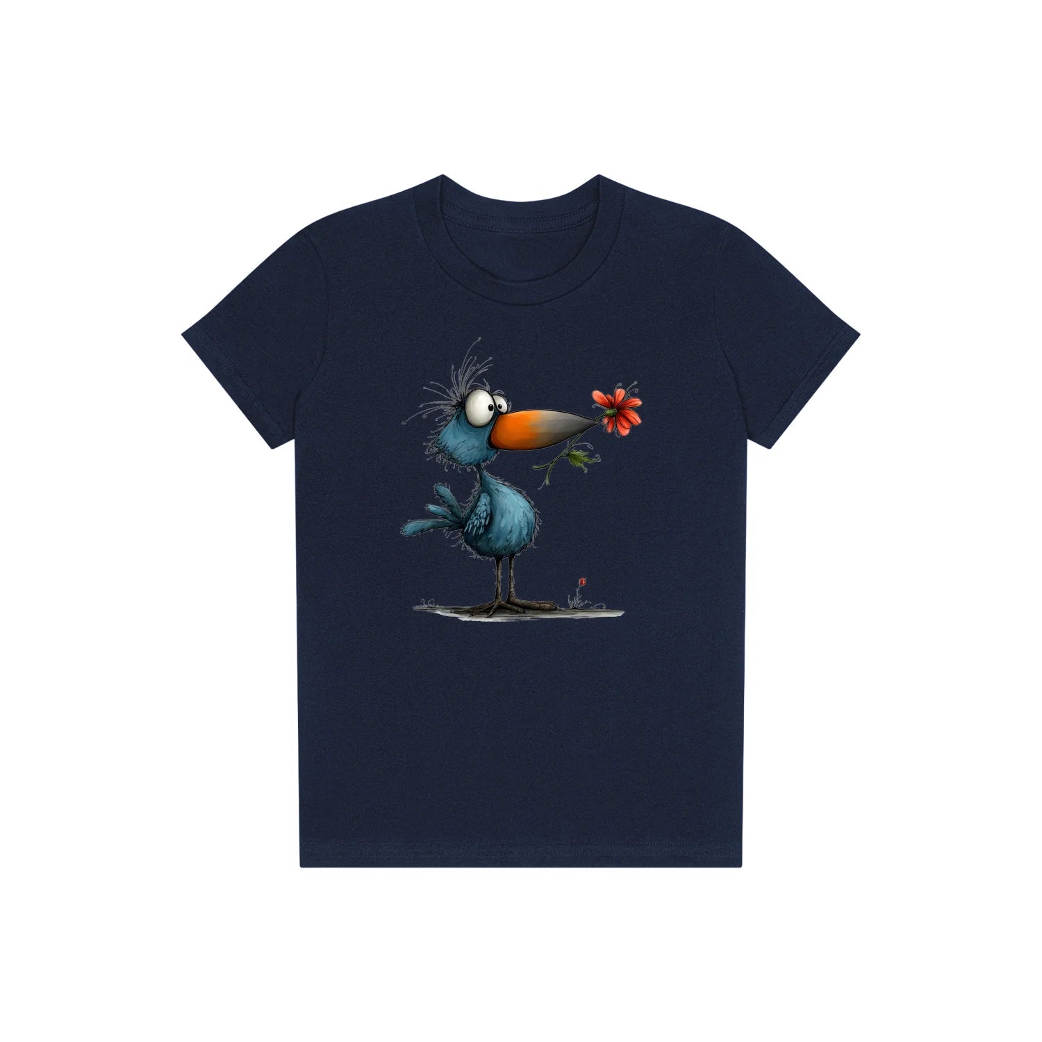 T-shirt Quirky Bird graphic 0039 - Navy