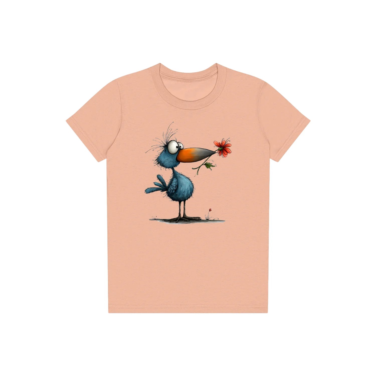 T-shirt Quirky Bird graphic 0039 - Peach