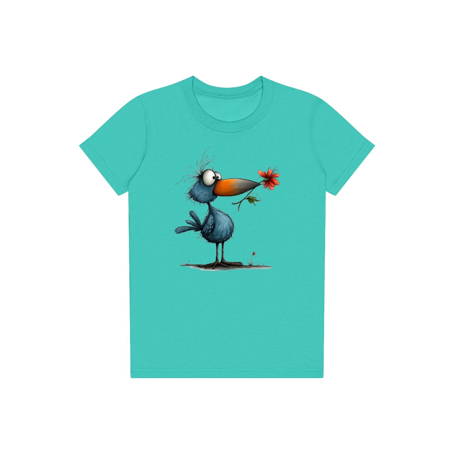 T-shirt Quirky Bird graphic 0039 - Teal
