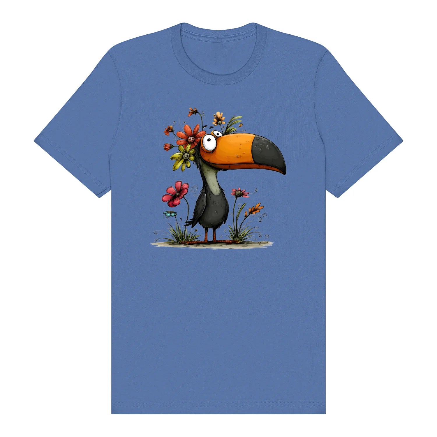 T-shirt Quirky Bird graphic 0041 - Columbia Blue