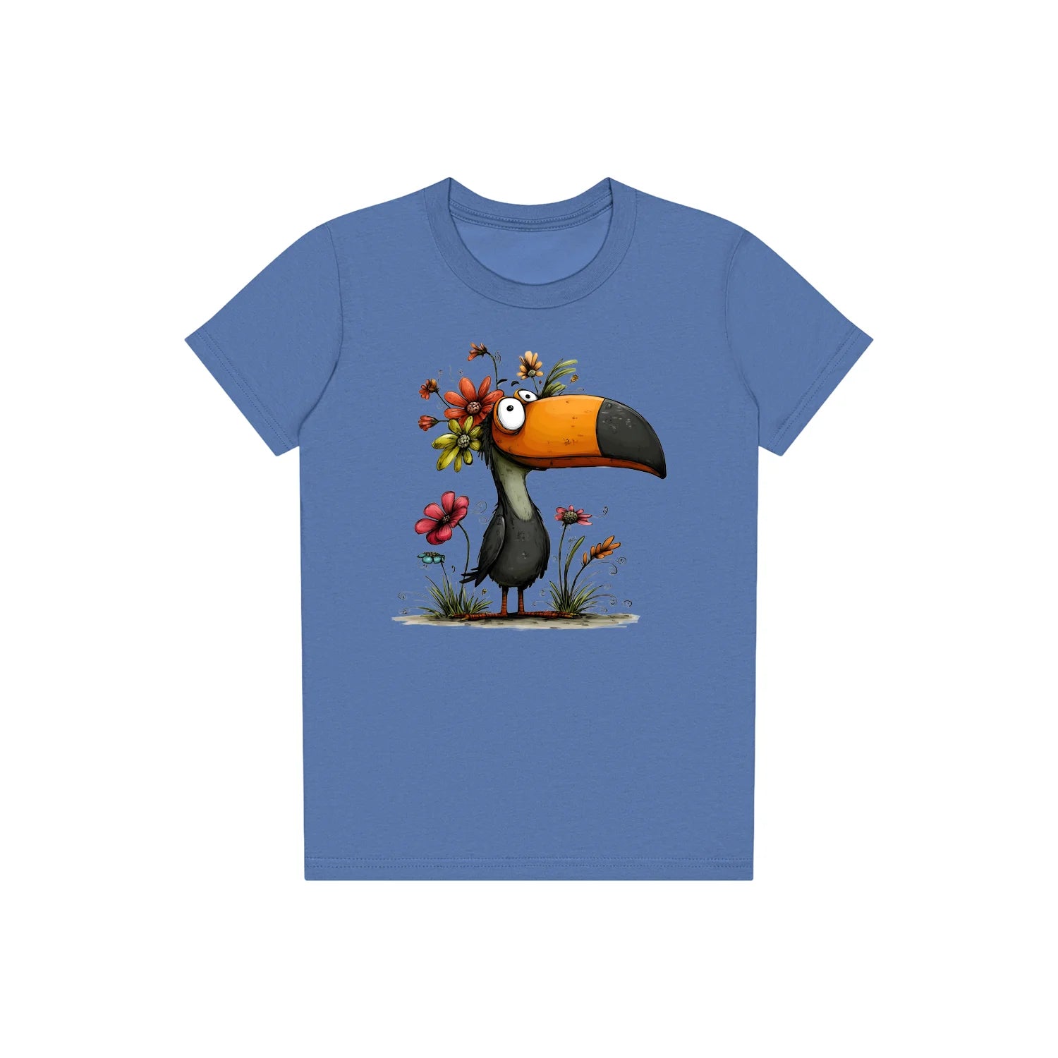 T-shirt Quirky Bird graphic 0041 - Columbia Blue