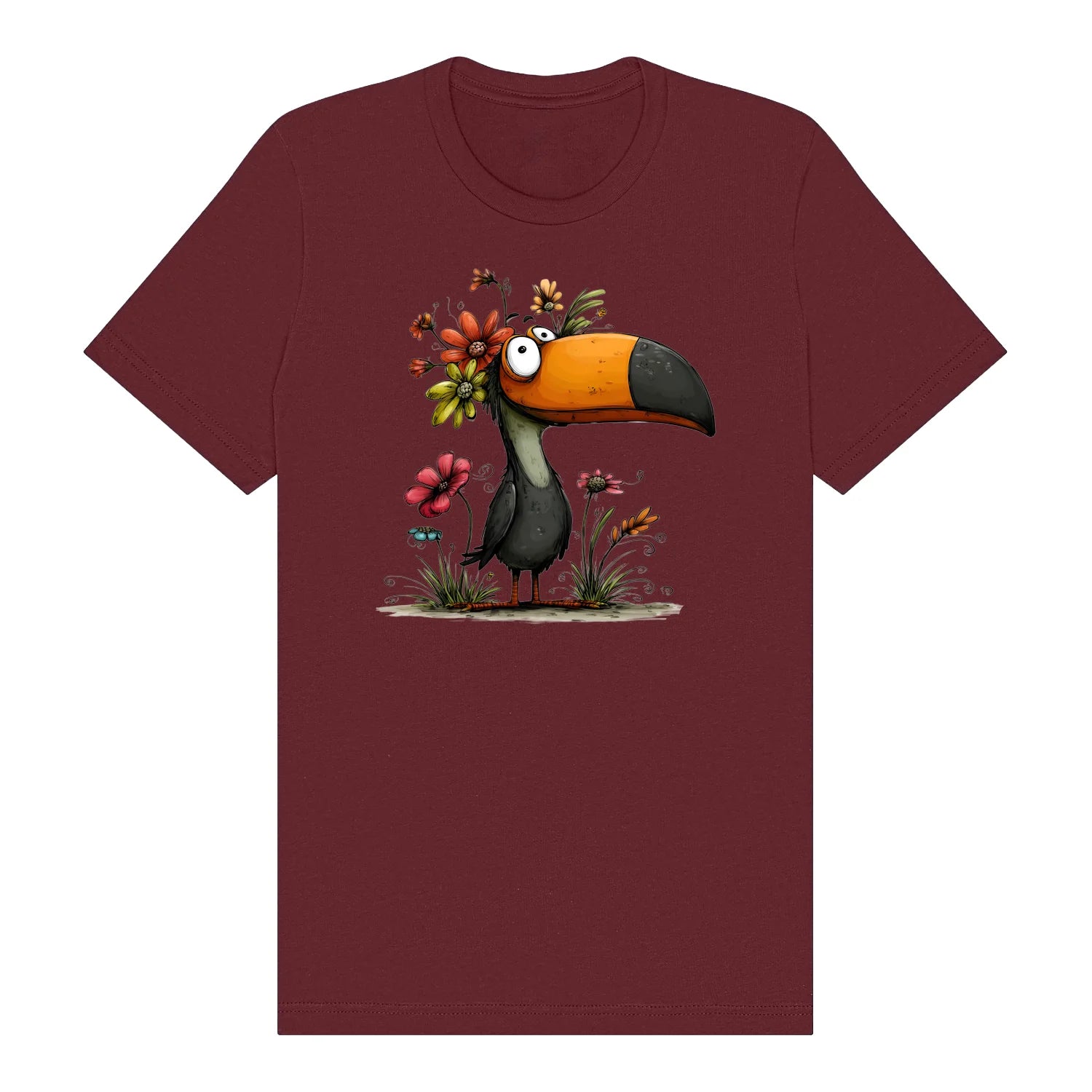 T-shirt Quirky Bird graphic 0041 - Maroon