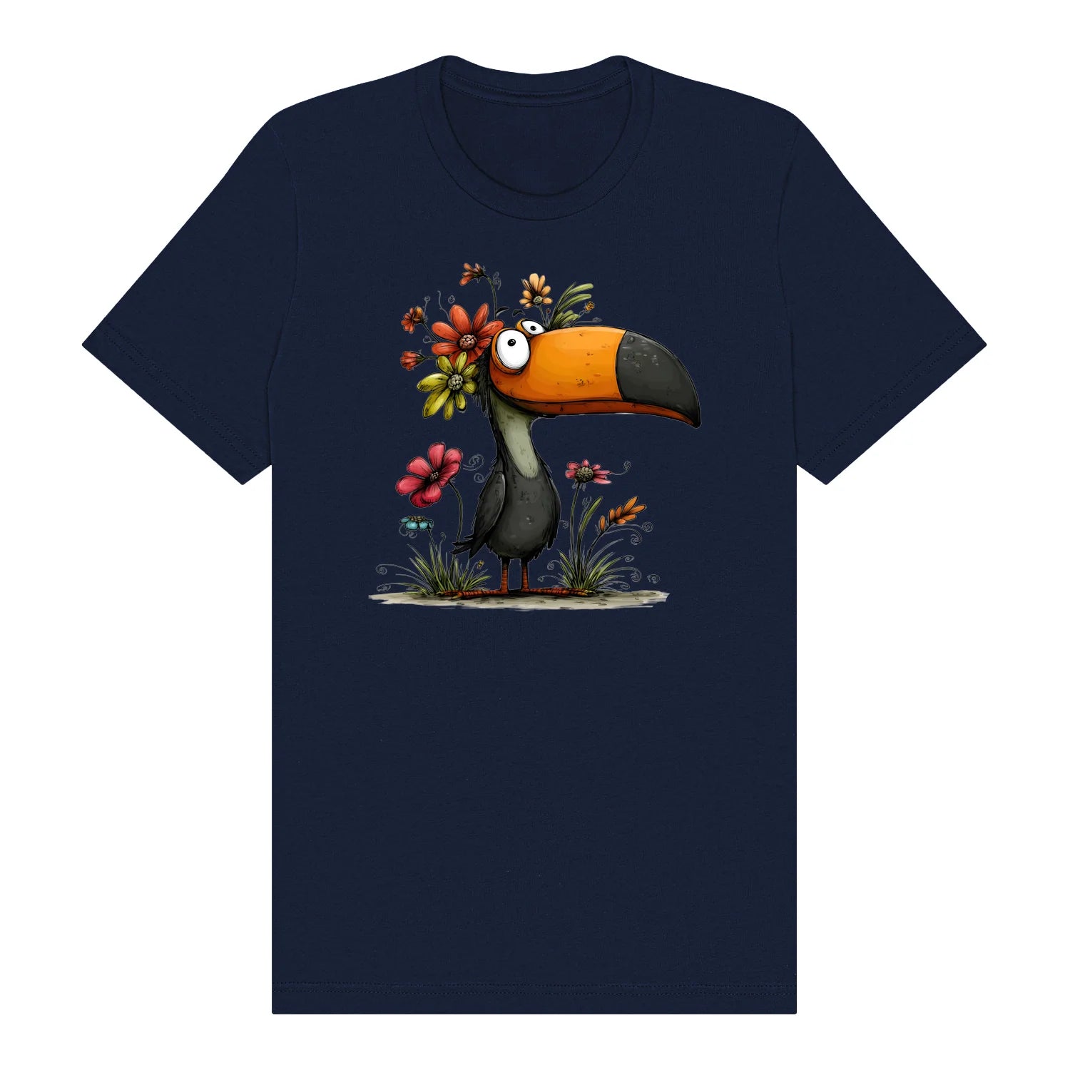 T-shirt Quirky Bird graphic 0041 - Navy