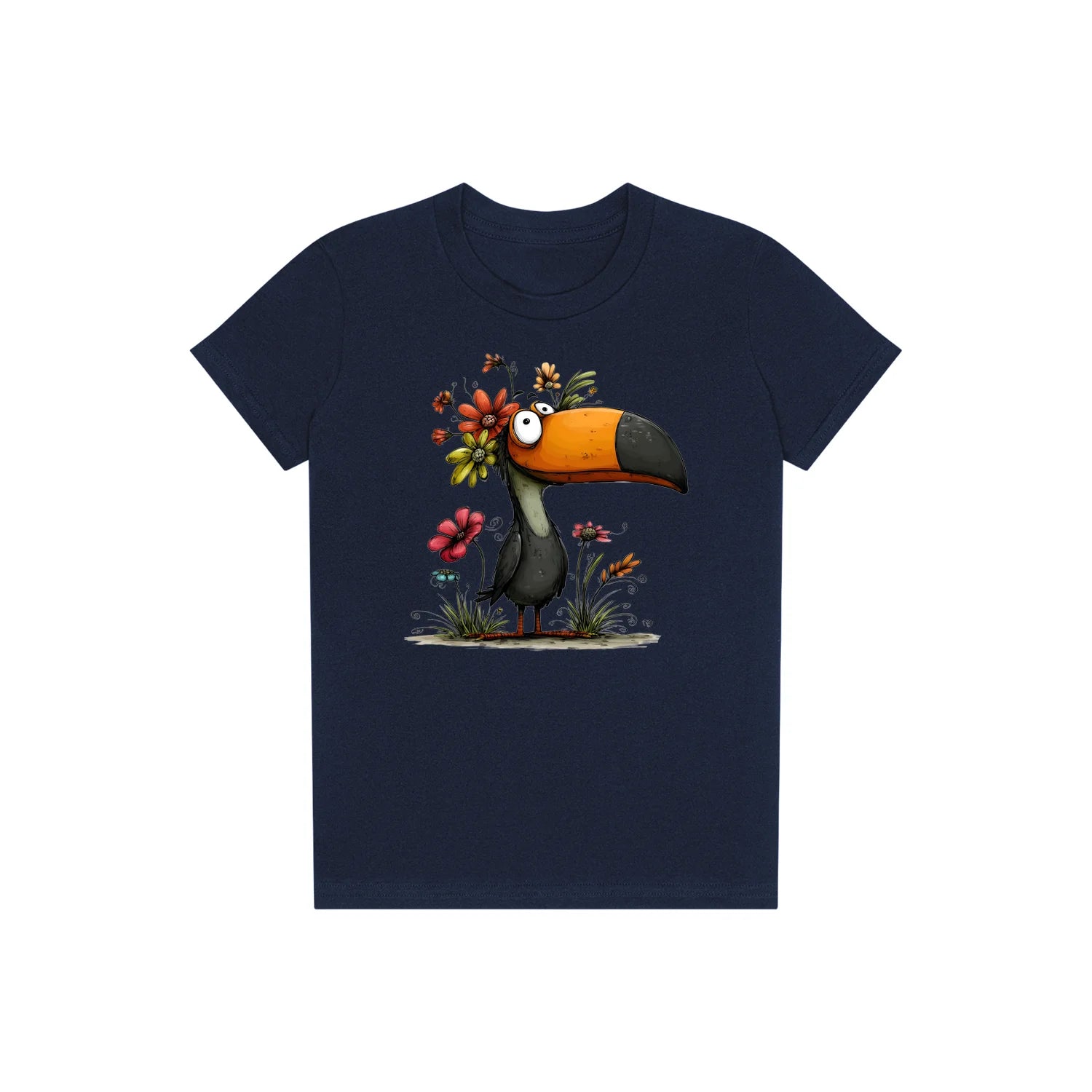 T-shirt Quirky Bird graphic 0041 - Navy
