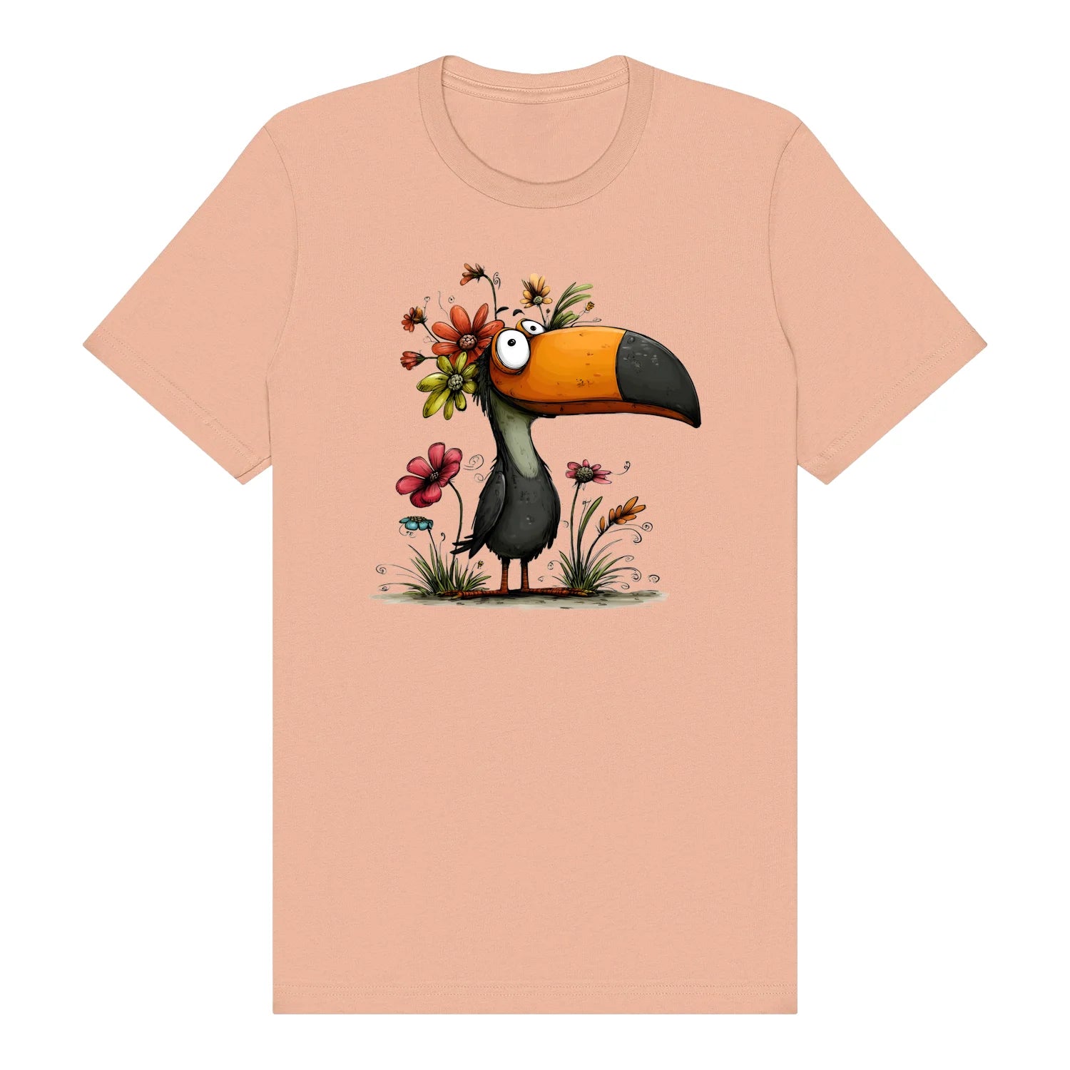 T-shirt Quirky Bird graphic 0041 - Peach