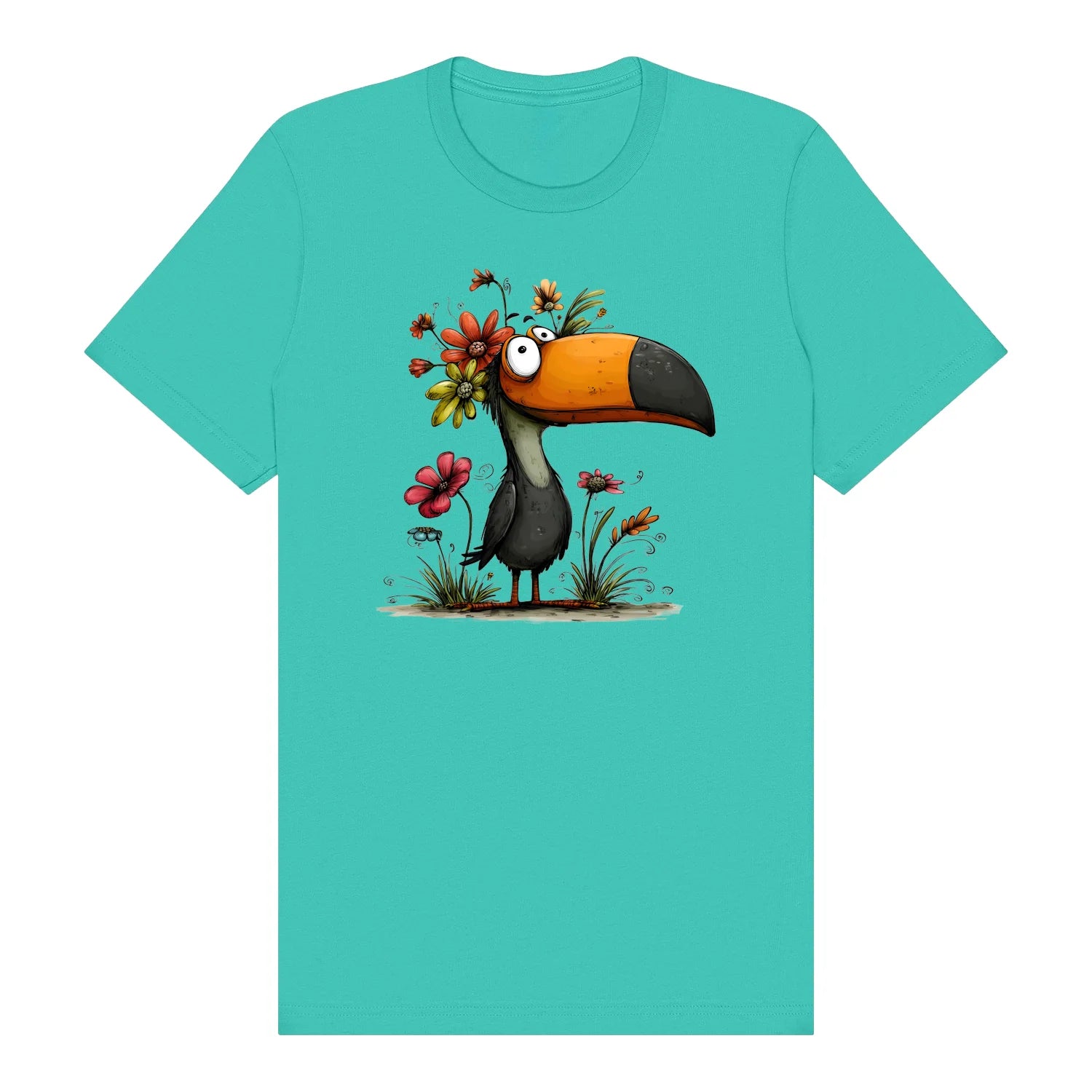 T-shirt Quirky Bird graphic 0041 - Teal