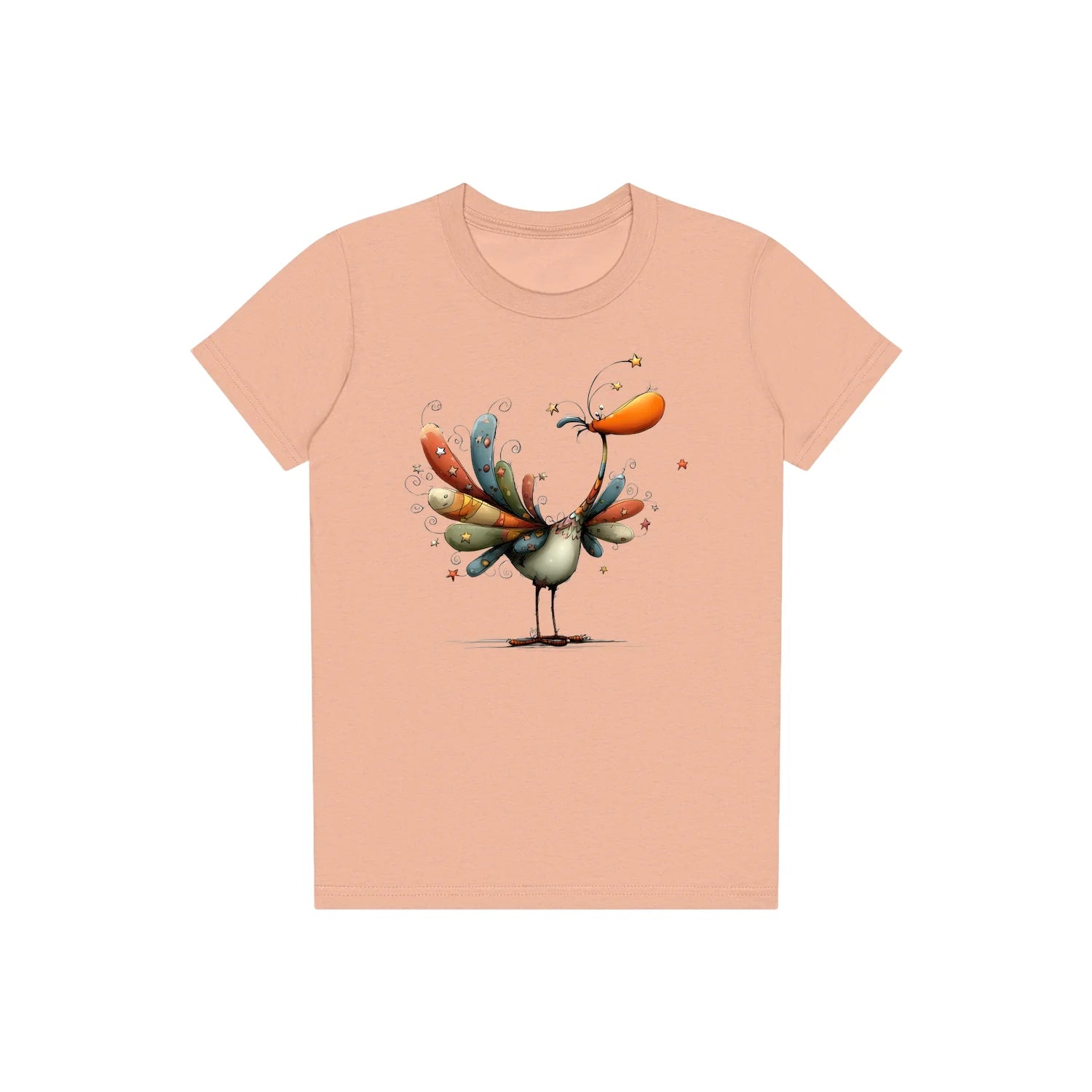 T-shirt Quirky Bird graphic 0042 - Peach