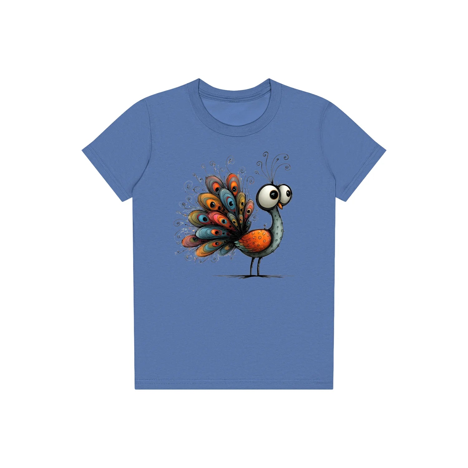 T-shirt Quirky Bird graphic 0043 - Columbia Blue