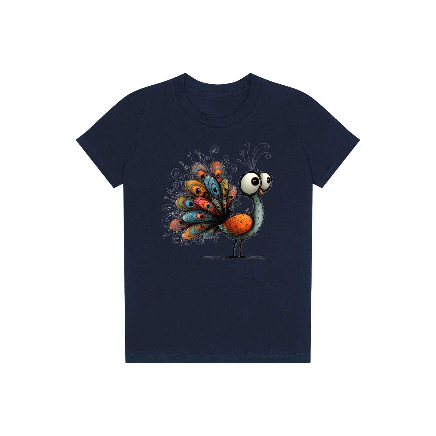 T-shirt Quirky Bird graphic 0043 - Navy