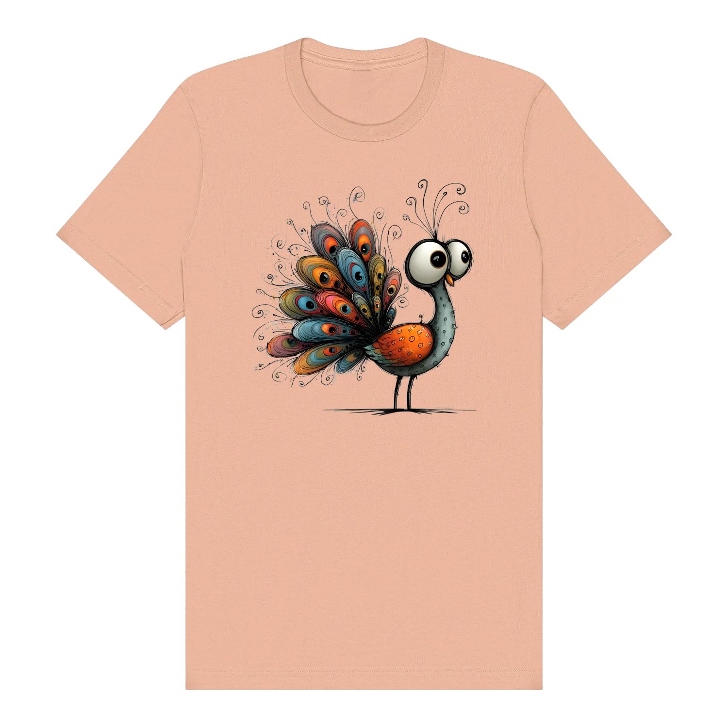 T-shirt Quirky Bird graphic 0043 - Peach