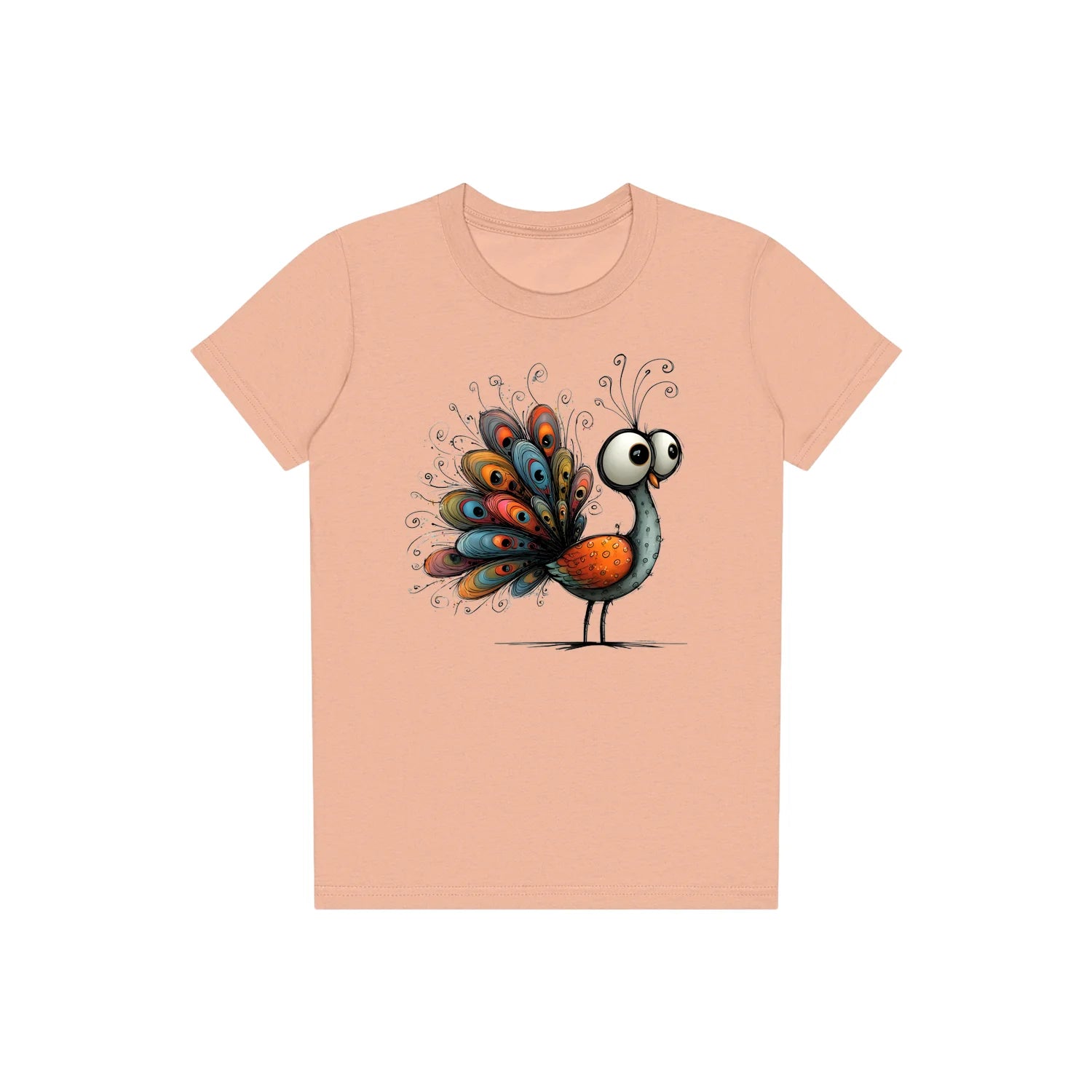 T-shirt Quirky Bird graphic 0043 - Peach