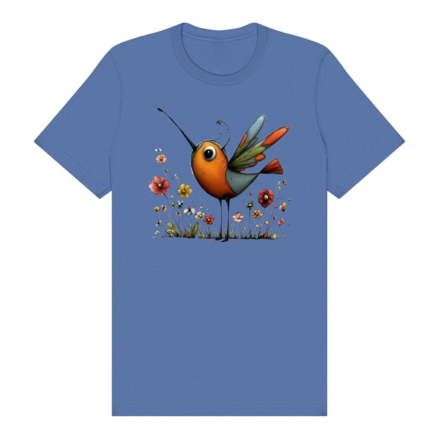 T-shirt Quirky Bird graphic 0044 - Columbia Blue