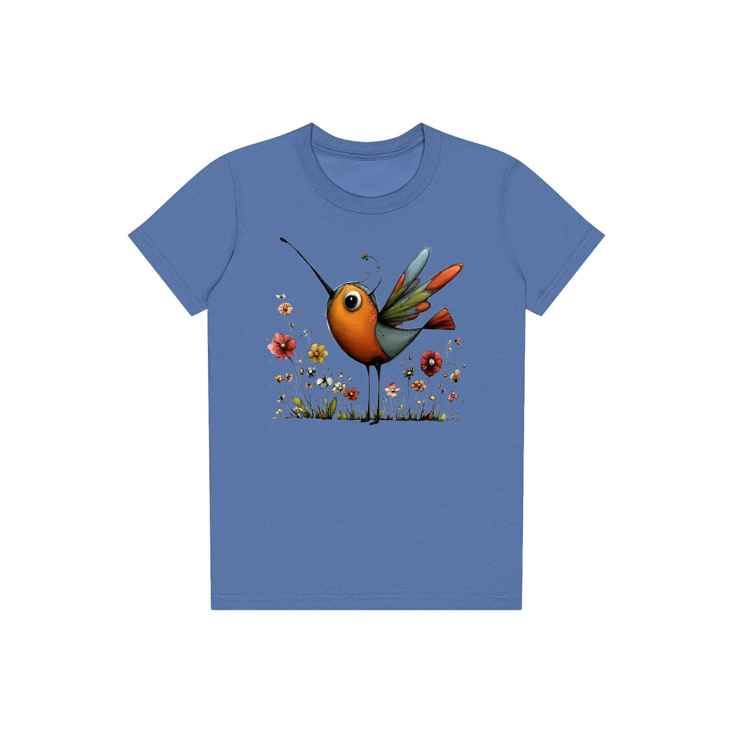 T-shirt Quirky Bird graphic 0044 - Columbia Blue