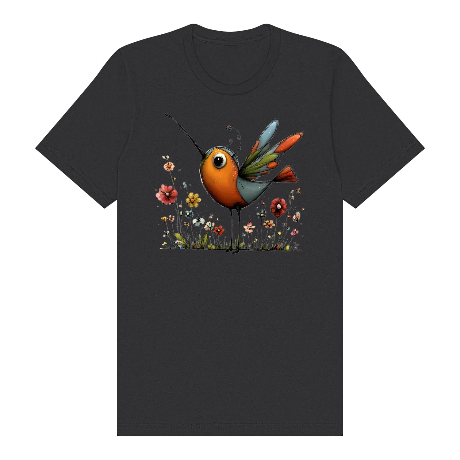 T-shirt Quirky Bird graphic 0044 - Dark Grey