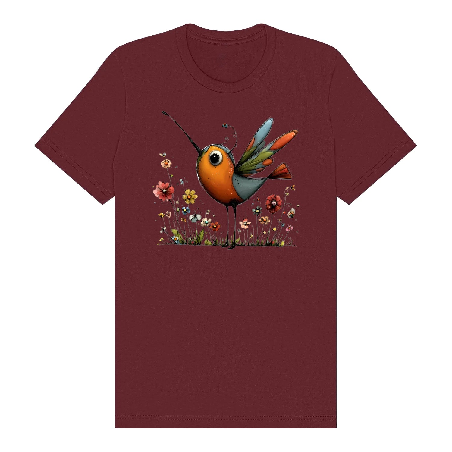 T-shirt Quirky Bird graphic 0044 - Maroon