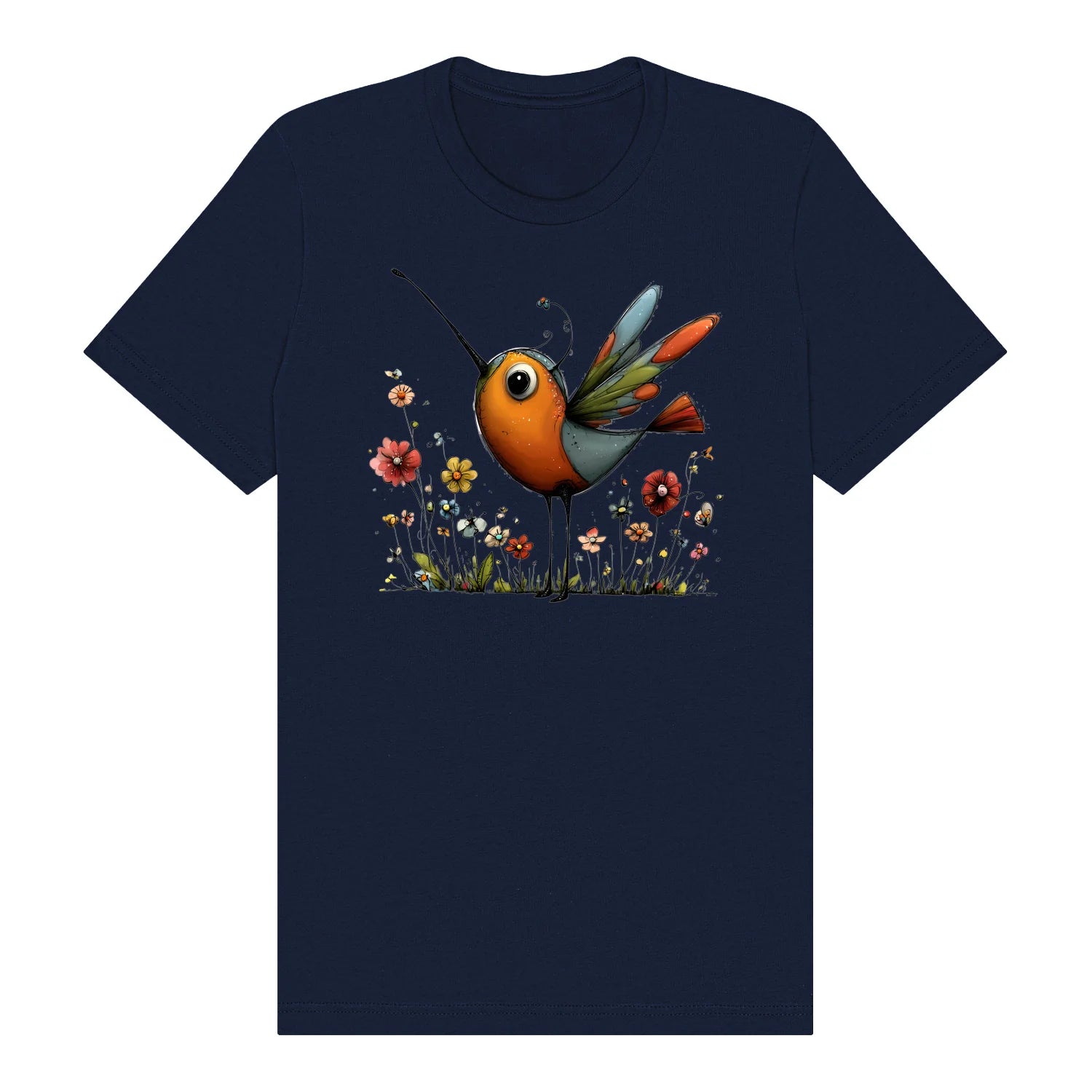 T-shirt Quirky Bird graphic 0044 - Navy