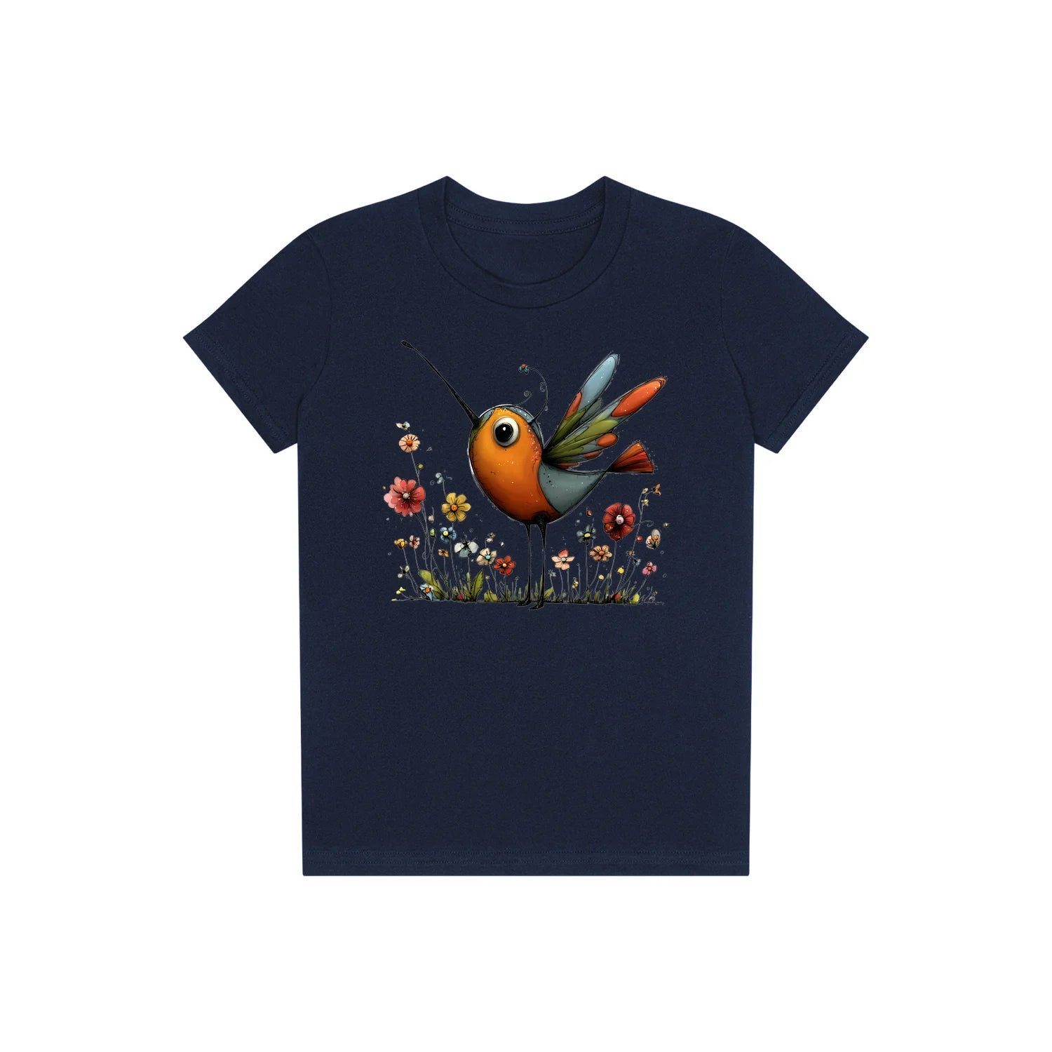 T-shirt Quirky Bird graphic 0044 - Navy