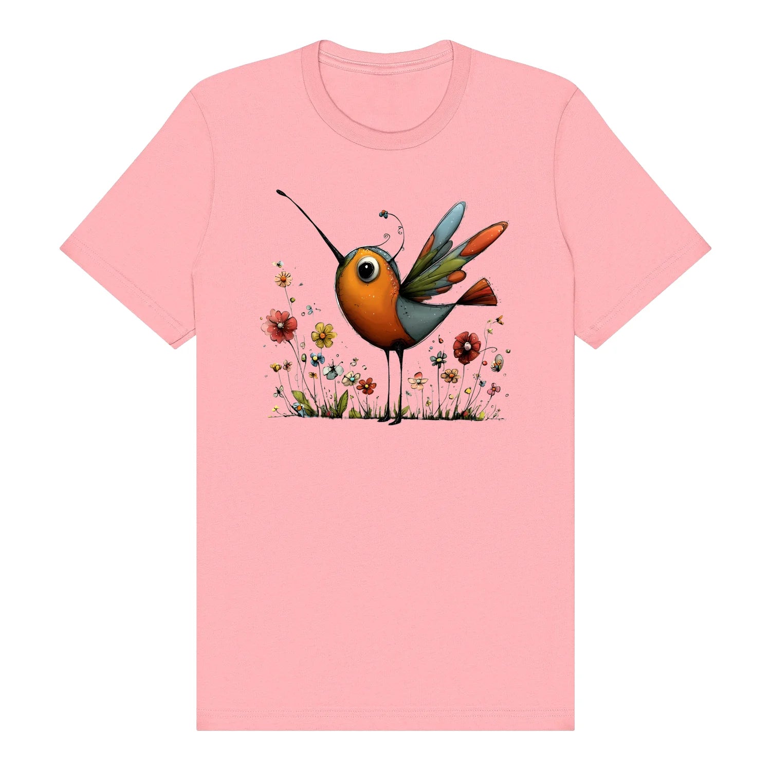 T-shirt Quirky Bird graphic 0044 - Pink