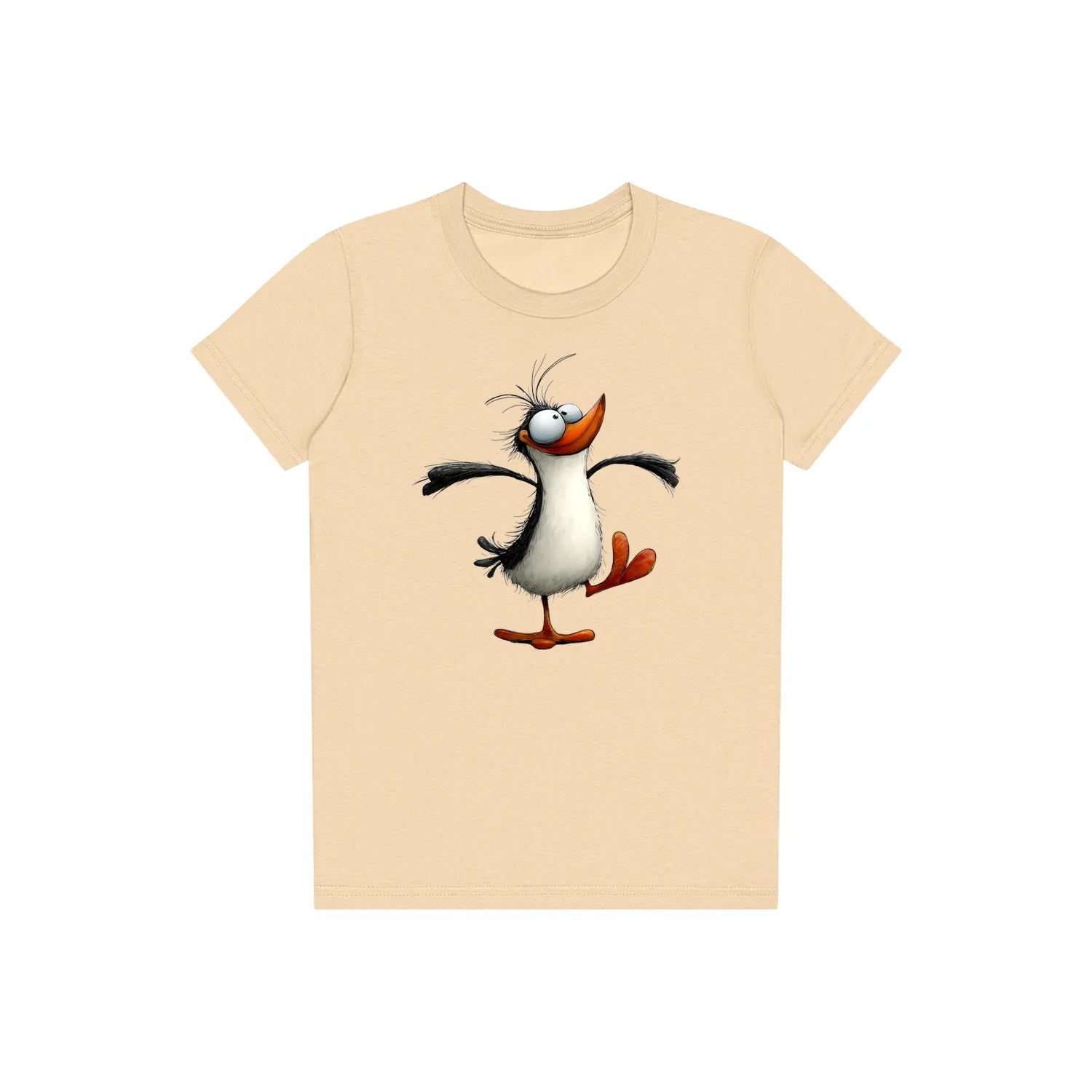 T-shirt Quirky Bird graphic 0045 - Soft Cream