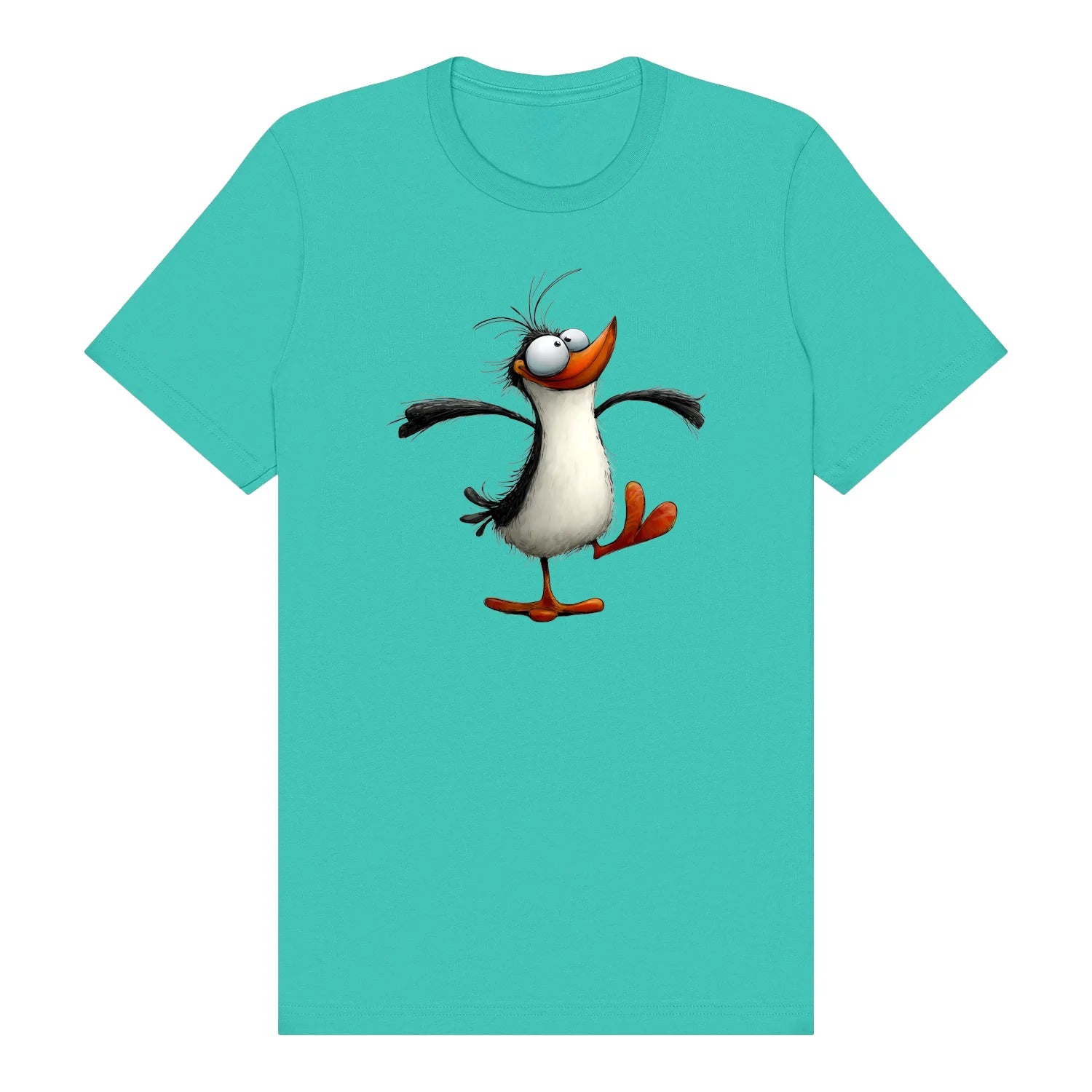 T-shirt Quirky Bird graphic 0045 - Teal