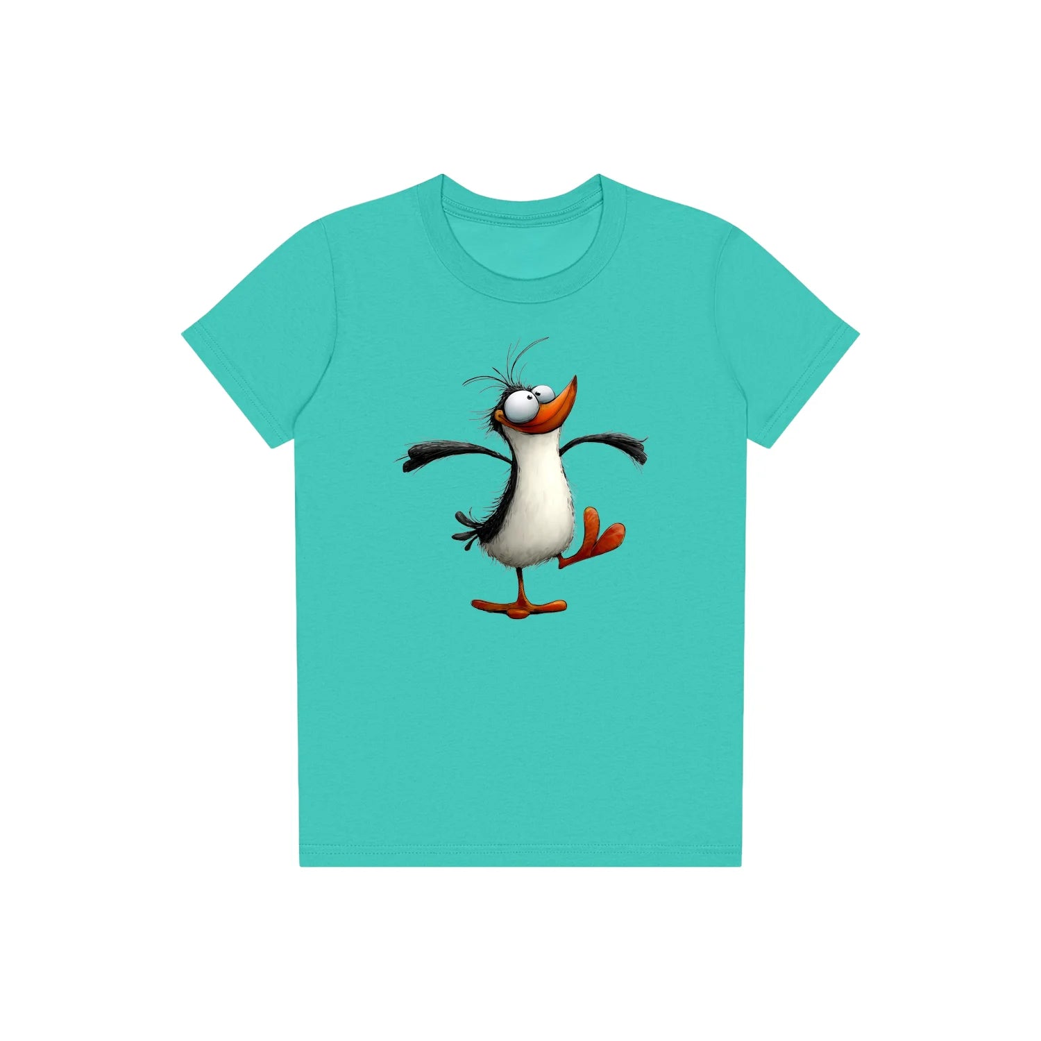 T-shirt Quirky Bird graphic 0045 - Teal