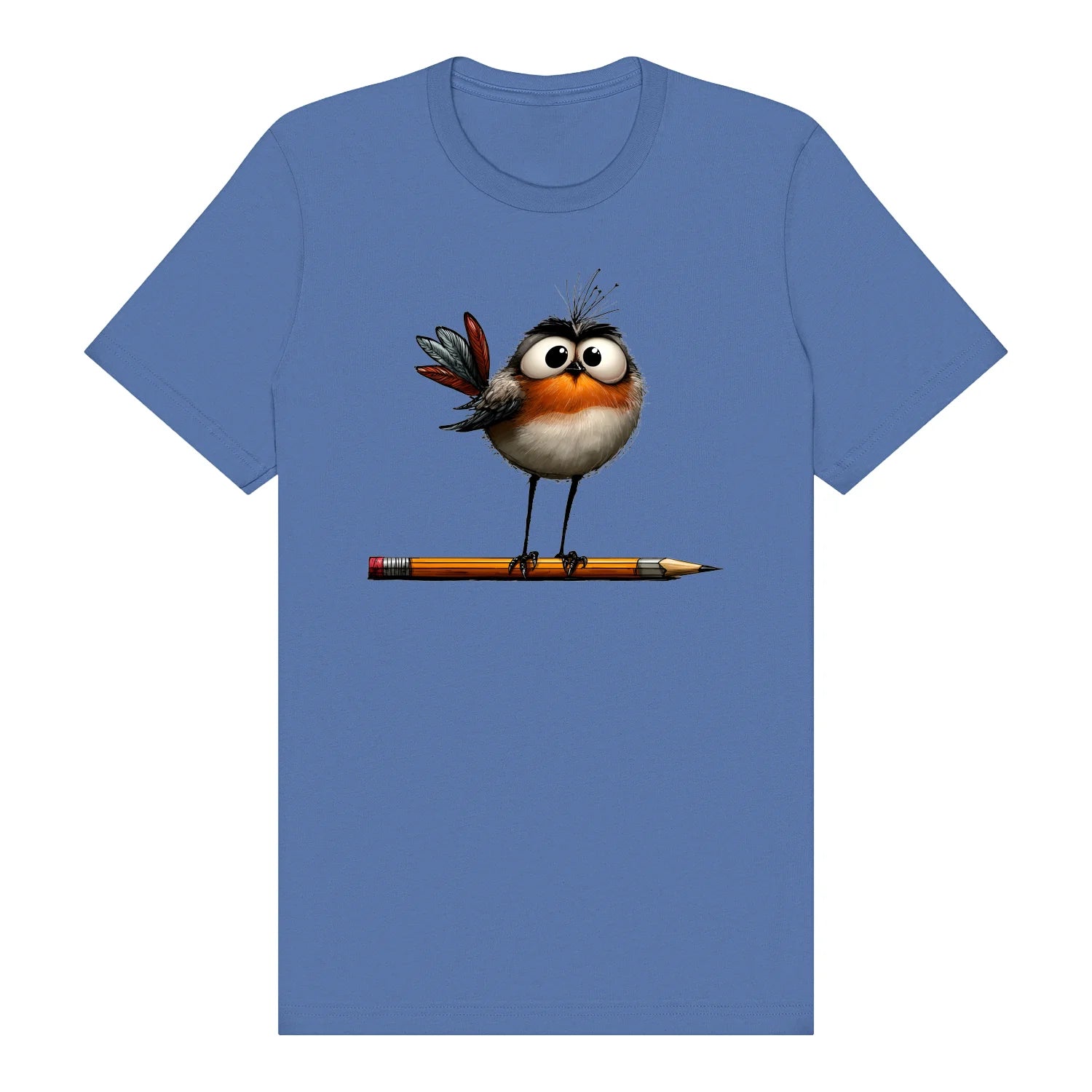T-shirt Quirky Bird graphic 0046 - Columbia Blue