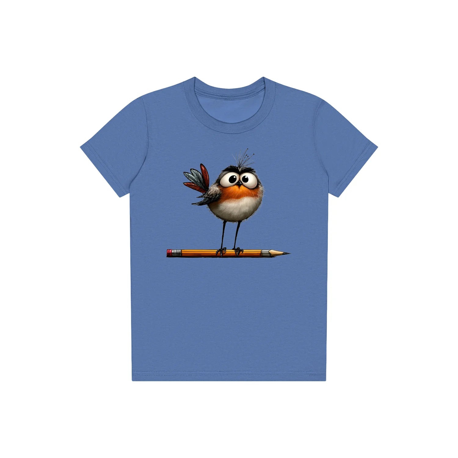 T-shirt Quirky Bird graphic 0046 - Columbia Blue