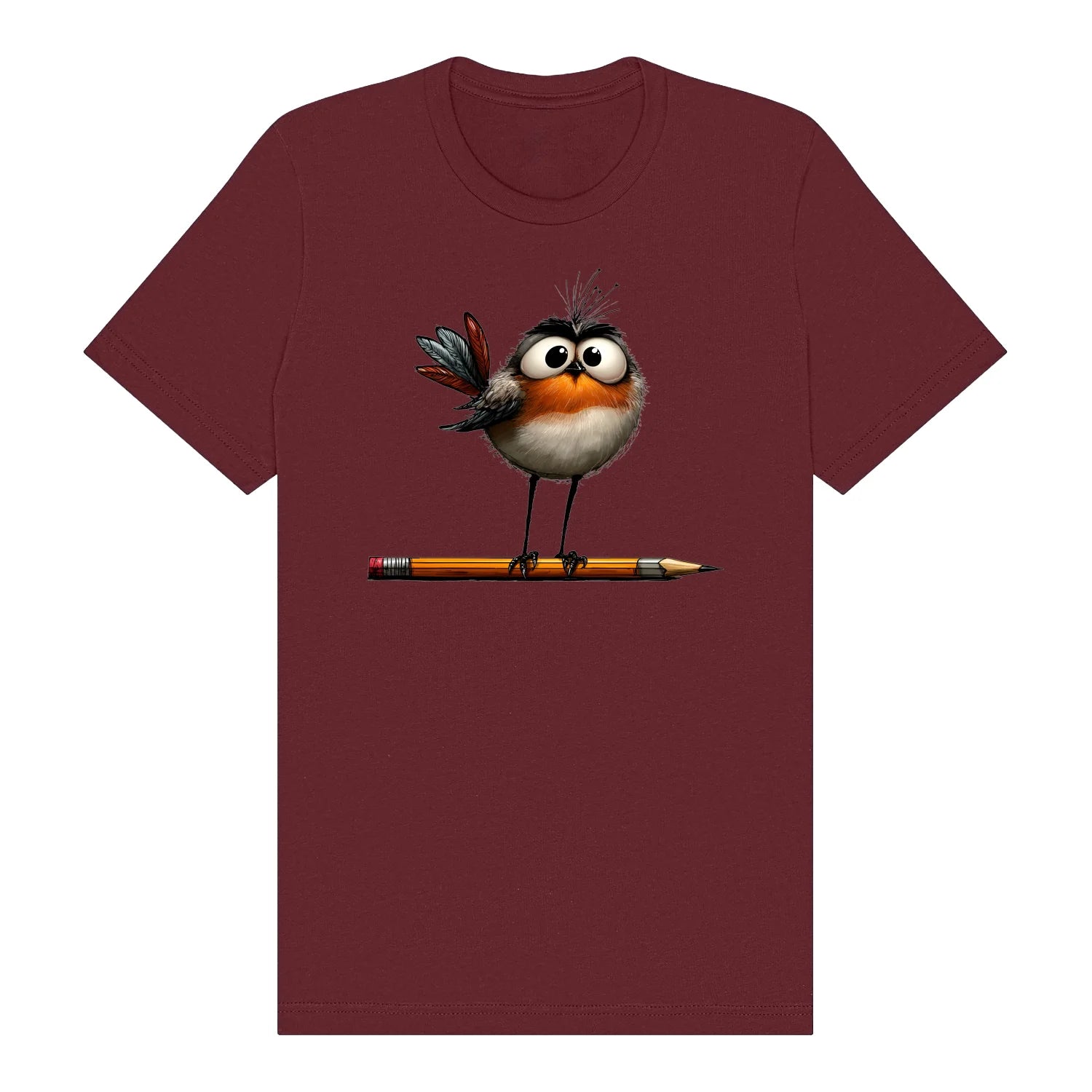 T-shirt Quirky Bird graphic 0046 - Maroon