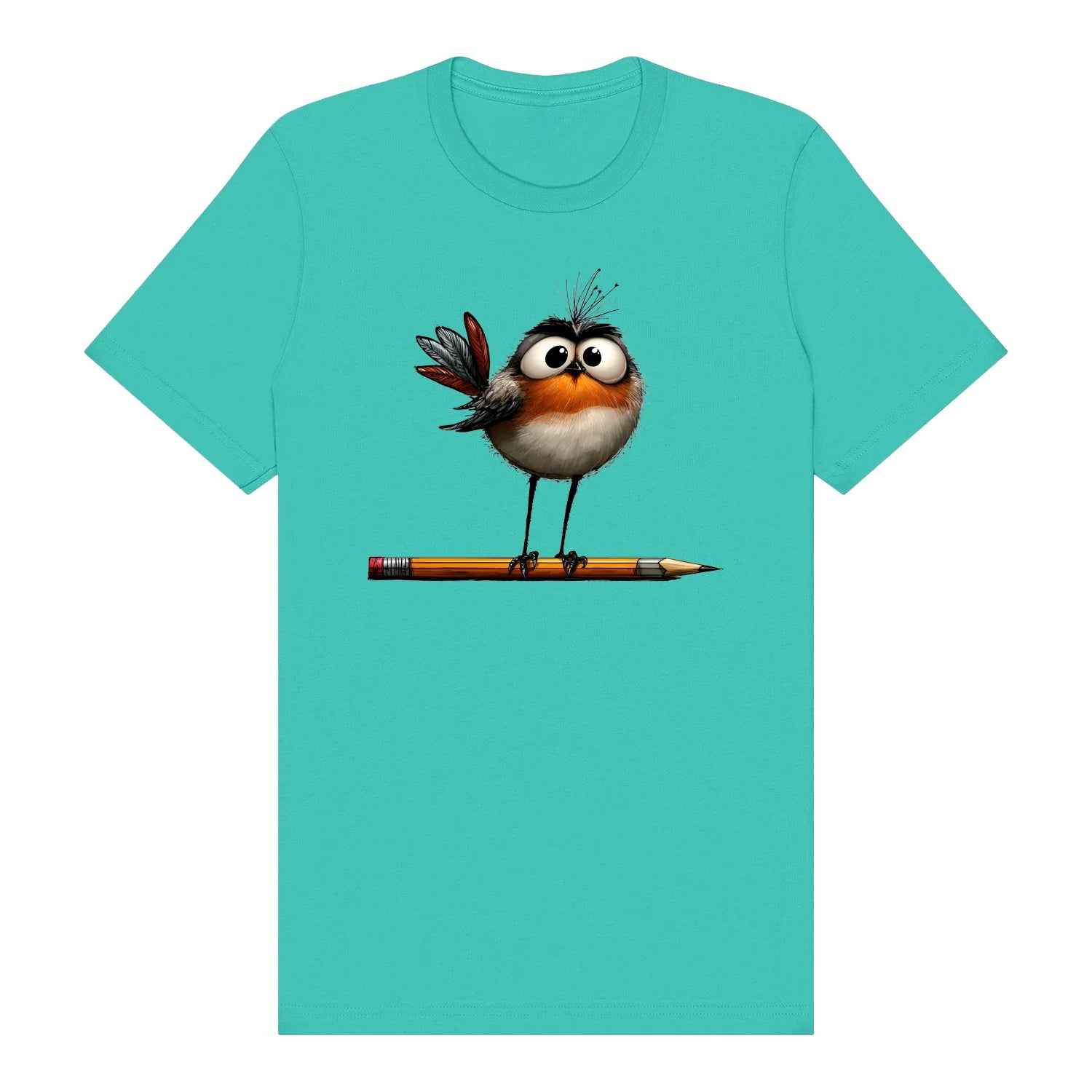 T-shirt Quirky Bird graphic 0046 - Teal