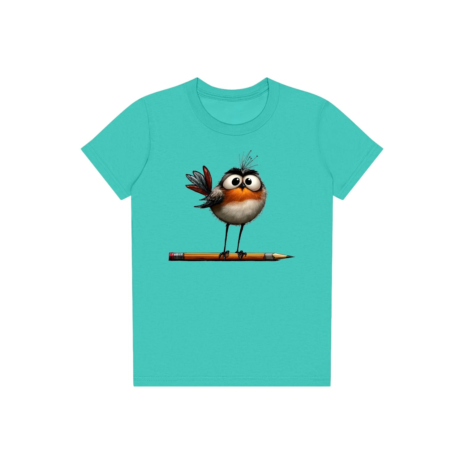 T-shirt Quirky Bird graphic 0046 - Teal