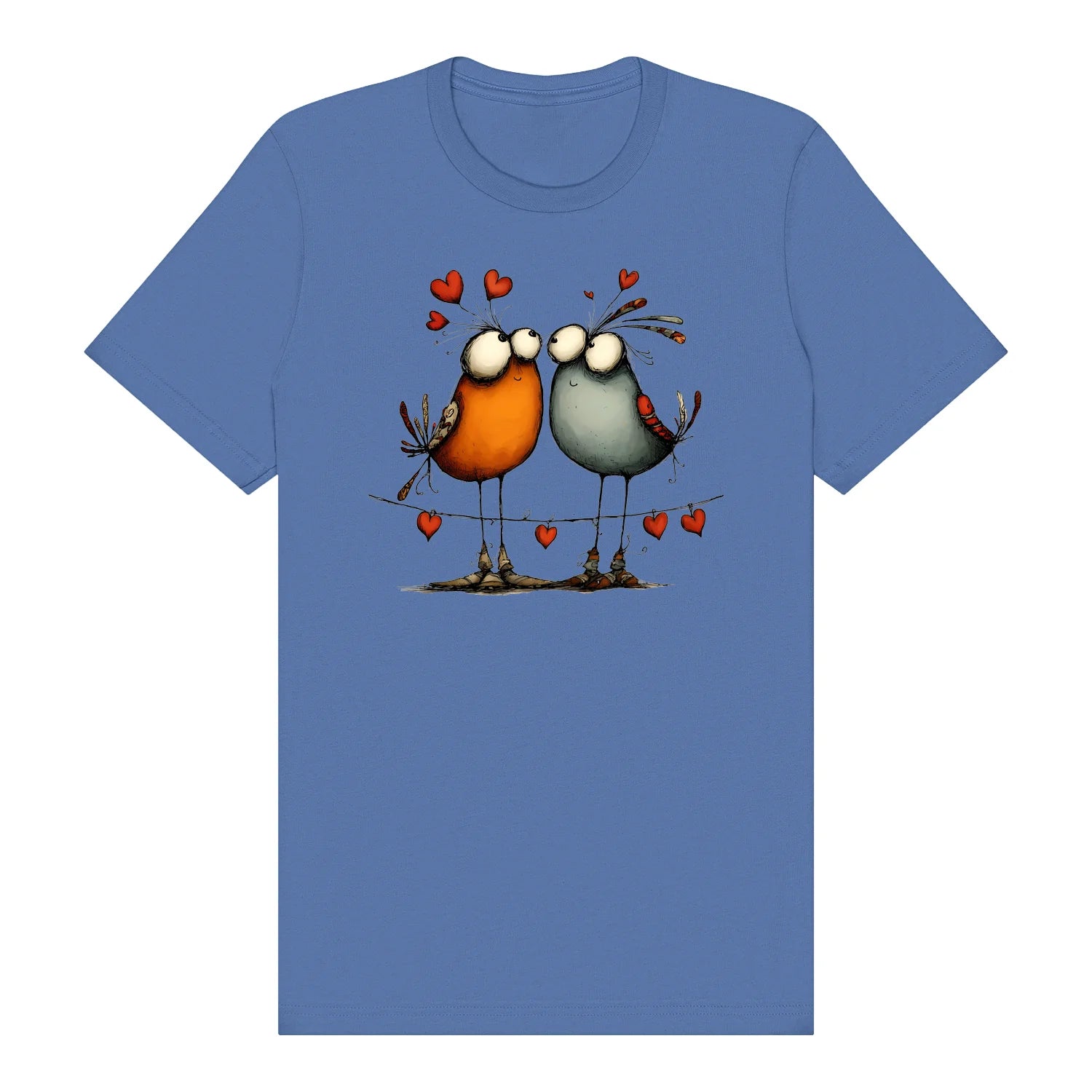T-shirt Quirky Bird graphic 0047 - Columbia Blue