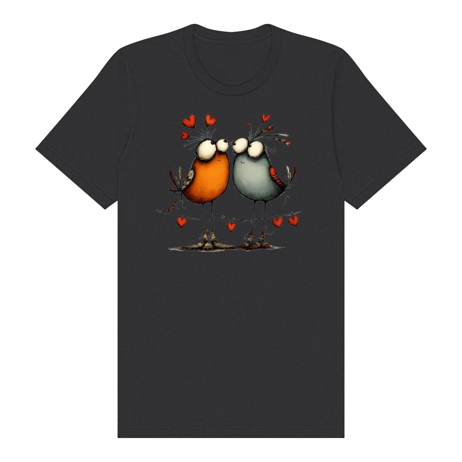 T-shirt Quirky Bird graphic 0047 - Dark Grey