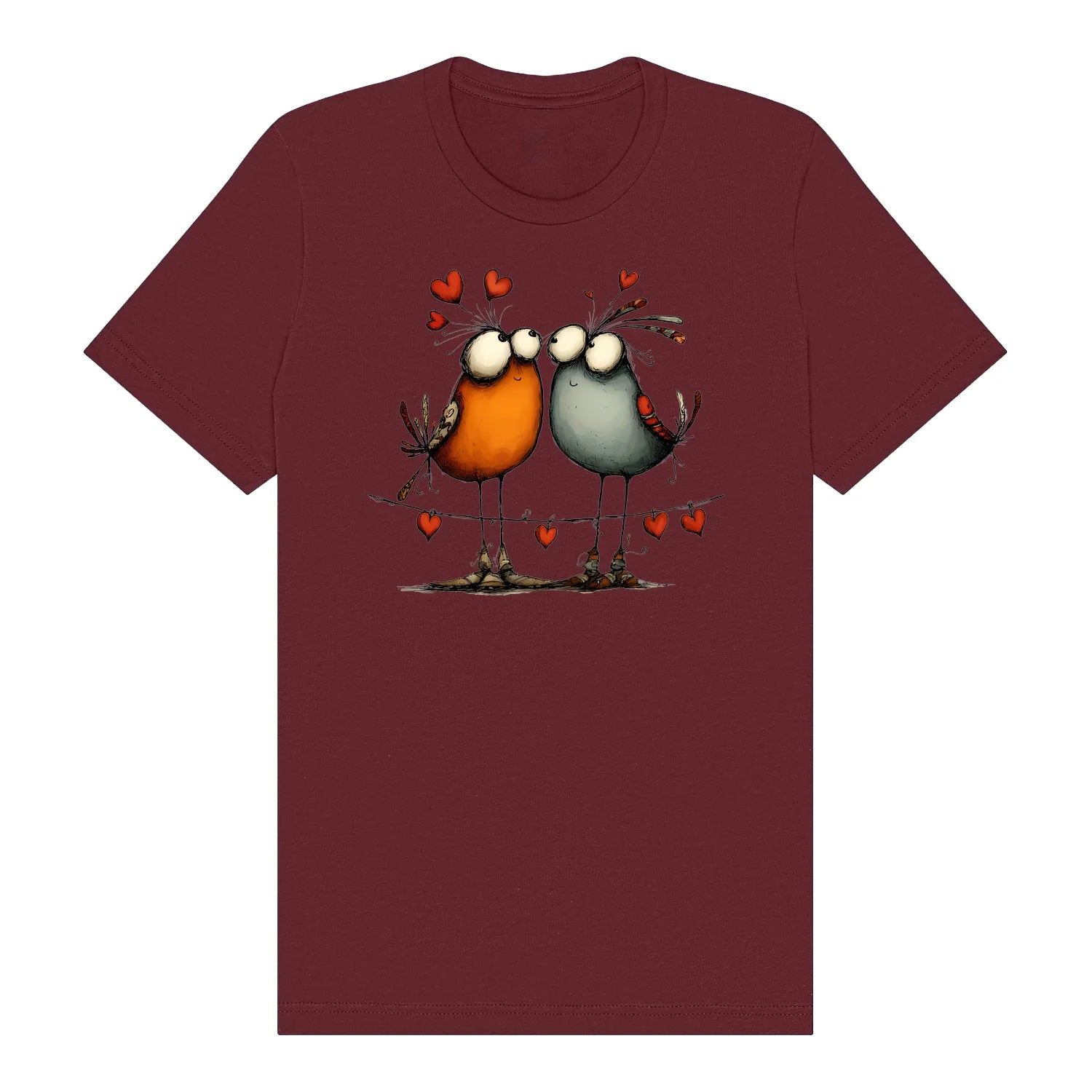 T-shirt Quirky Bird graphic 0047 - Maroon