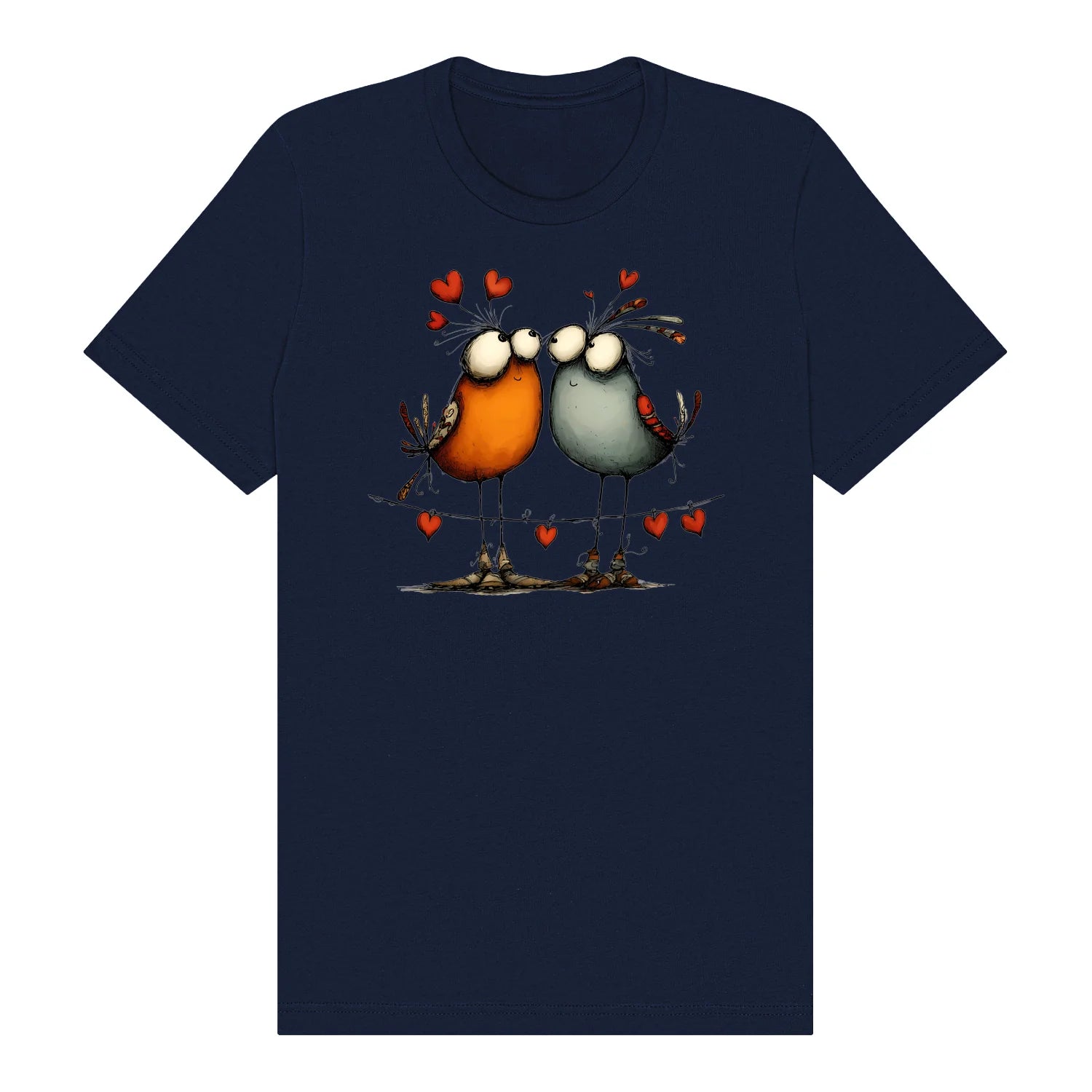 T-shirt Quirky Bird graphic 0047 - Navy