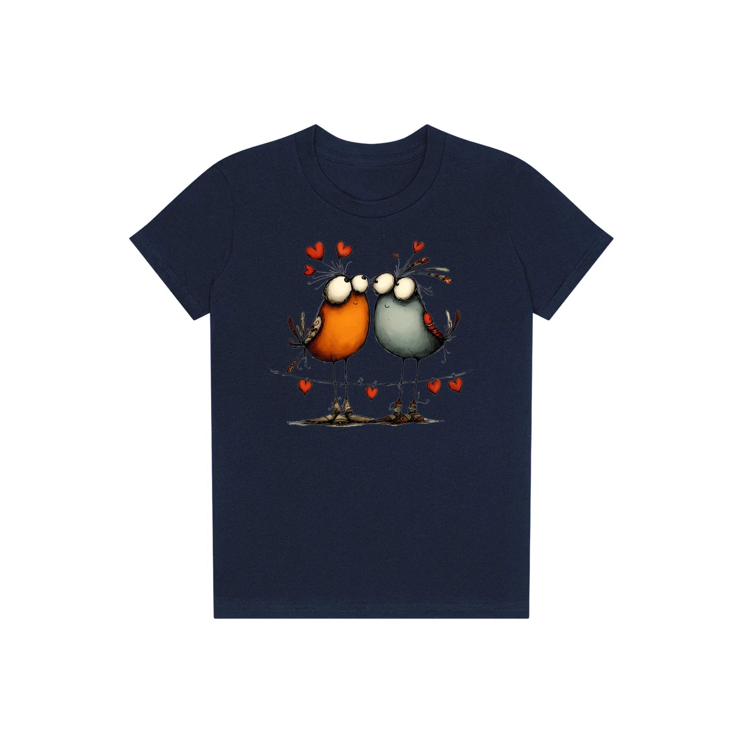 T-shirt Quirky Bird graphic 0047 - Navy