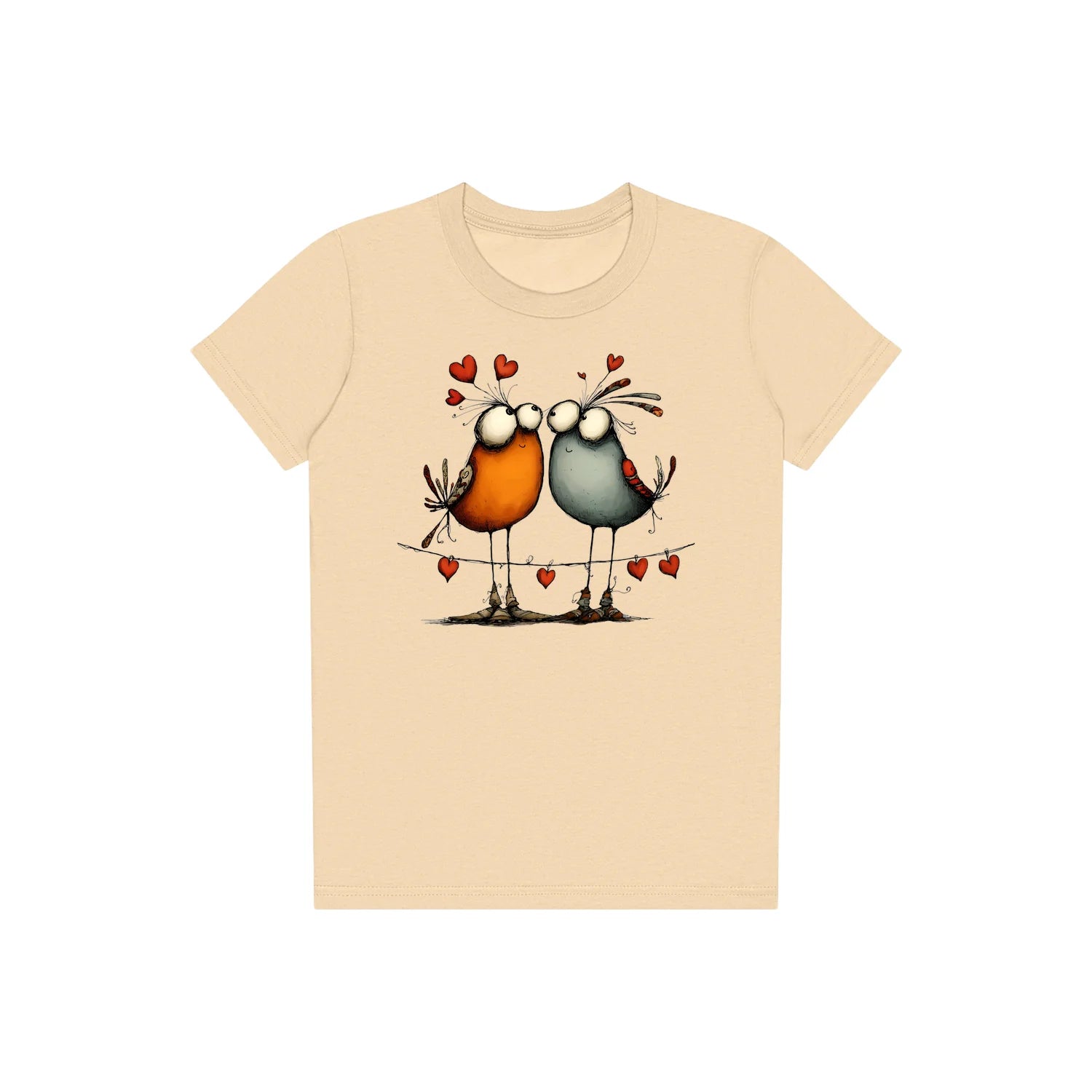 T-shirt Quirky Bird graphic 0047 - Soft Cream